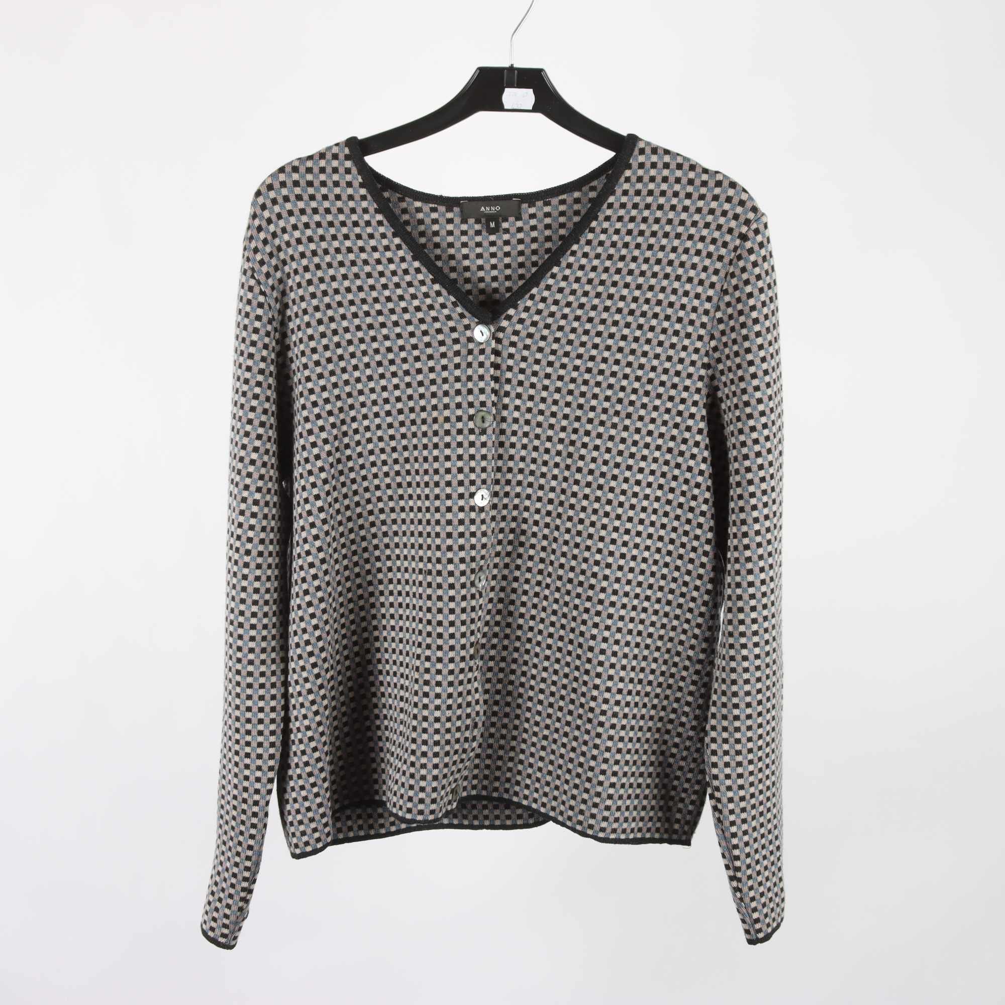 Kofta, Anno, grå, blå, merino ull, stl. M.