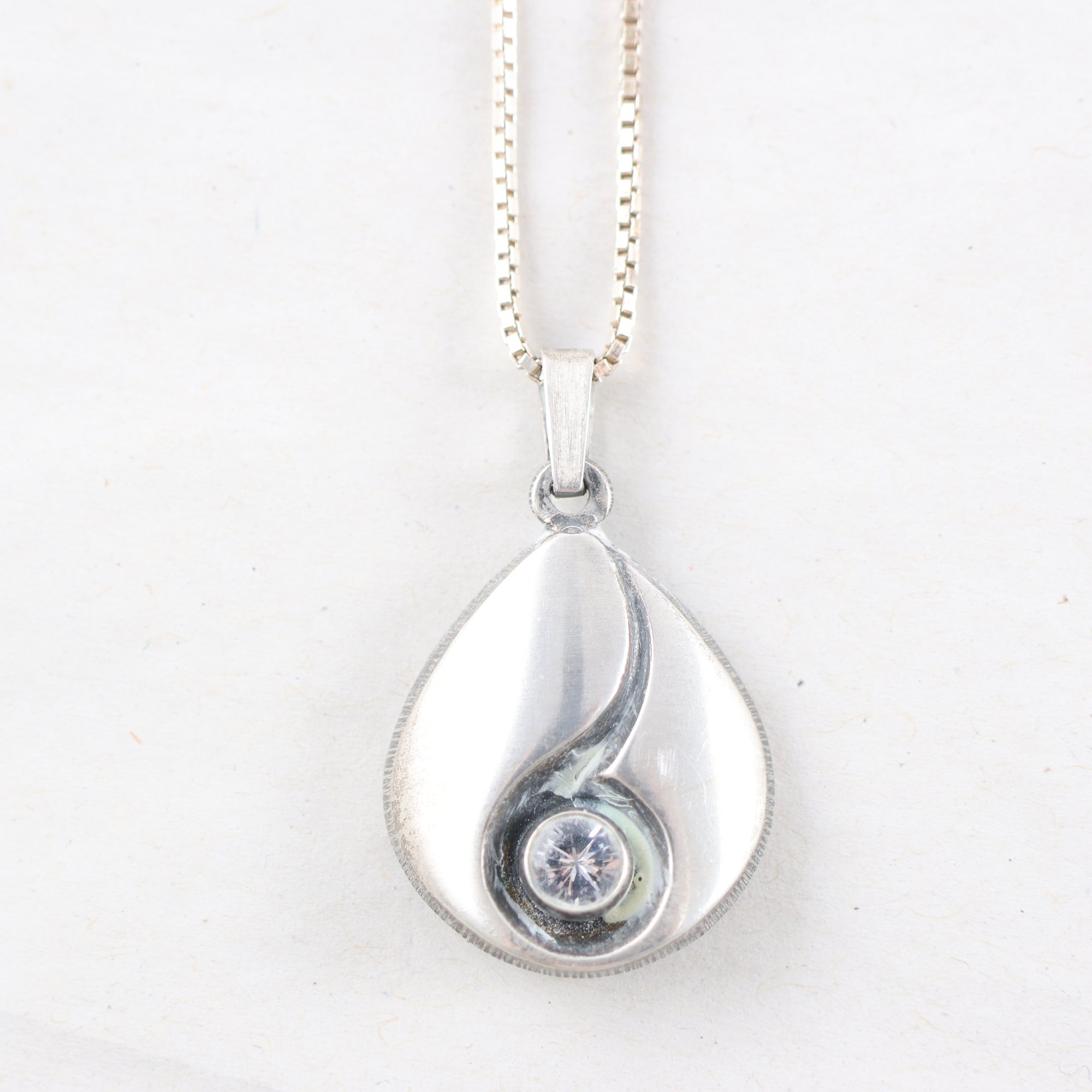 Halsband & hänge, silver, glas, brv: 7.6g