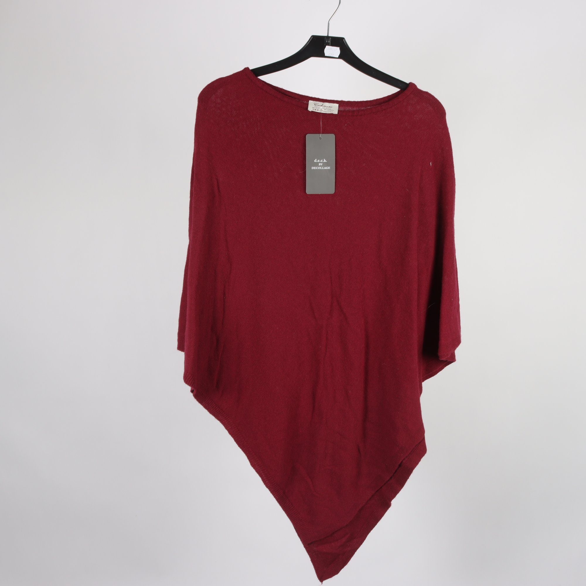 Poncho, D.e.c.k, vinröd, ull, cashmere, stl. one size.