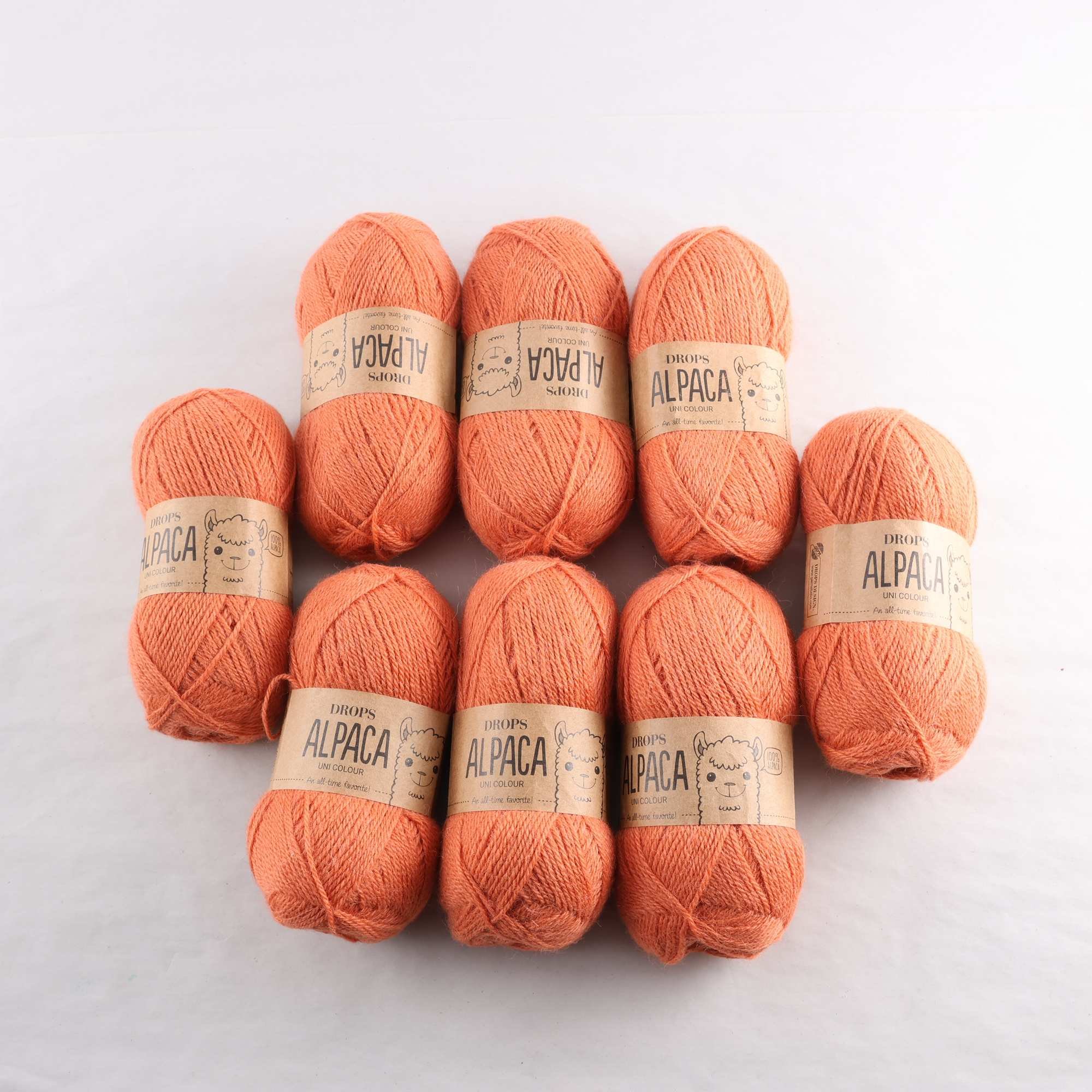 Garn, Drops, orange, alpaca, 8 nystan.