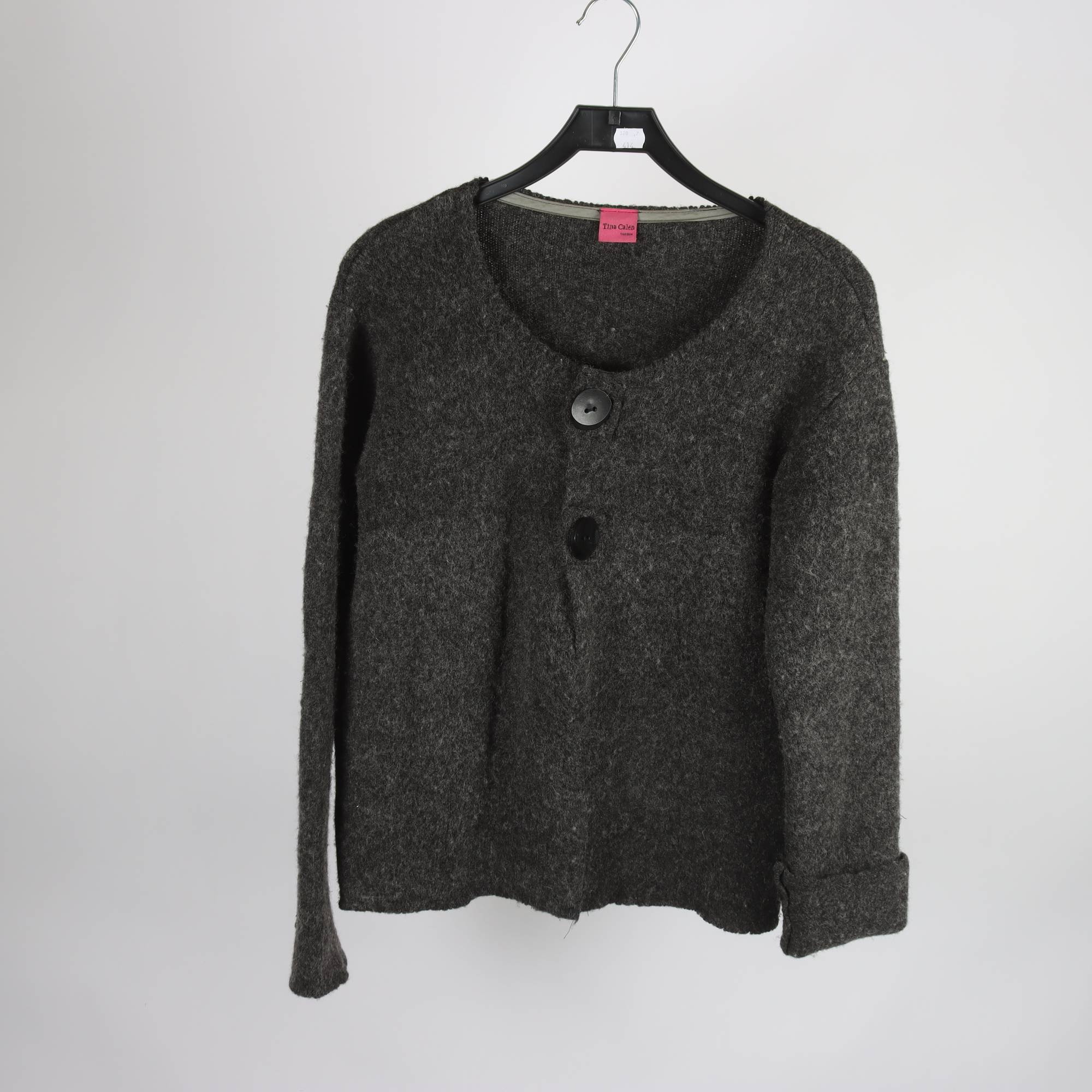 Kofta, Tina Calén, grå, ull, stl. ca. M/L.