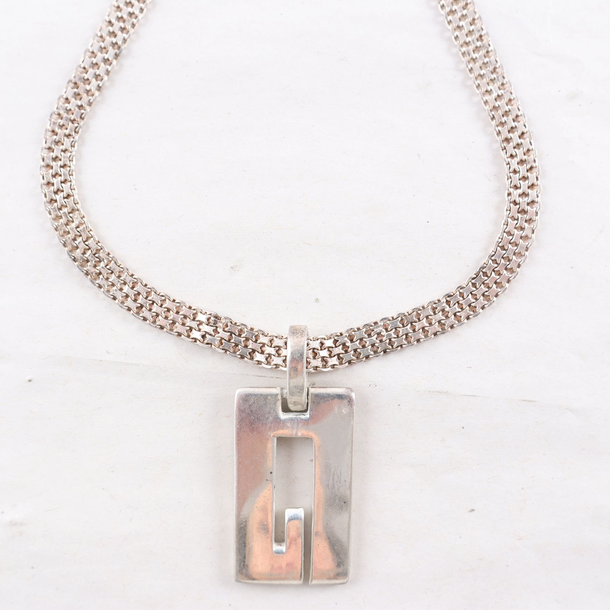 Halsband & hänge, silver, X-länk brv: 28.2g