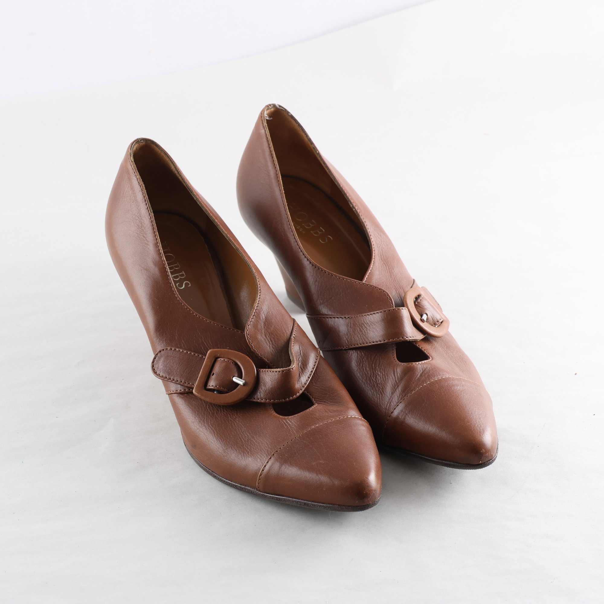 Klackskor, Hobbs, brun, skinn, stl. 38,5.
