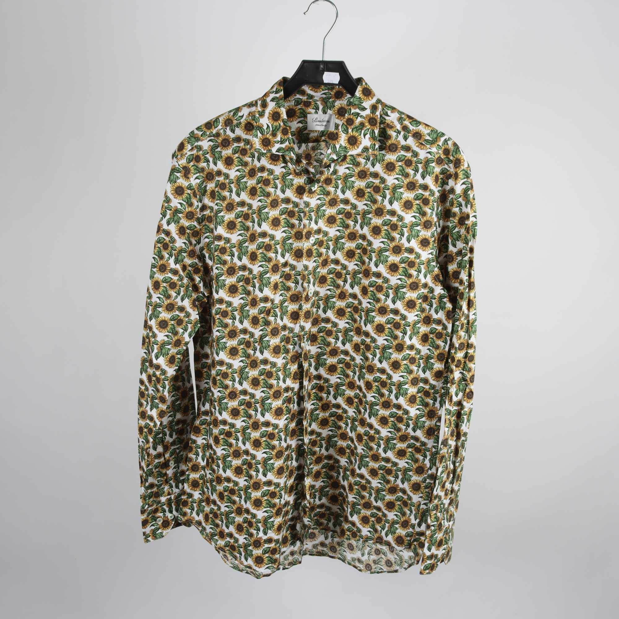 Skjorta, Stenströms, blommig, grön, gul, stl. 41.