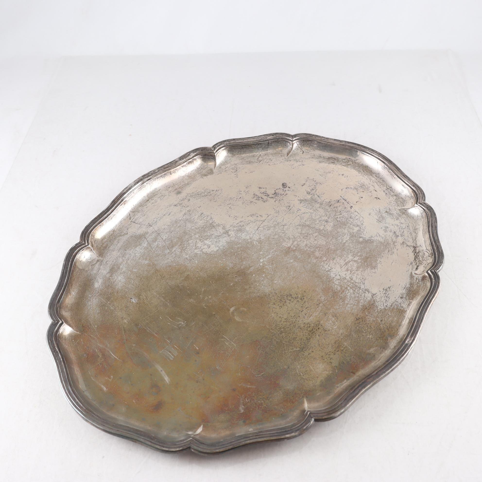 Bricka, silver, kontrollstämplad, G.M, Stockholm, 1920. Samfraktas ej.