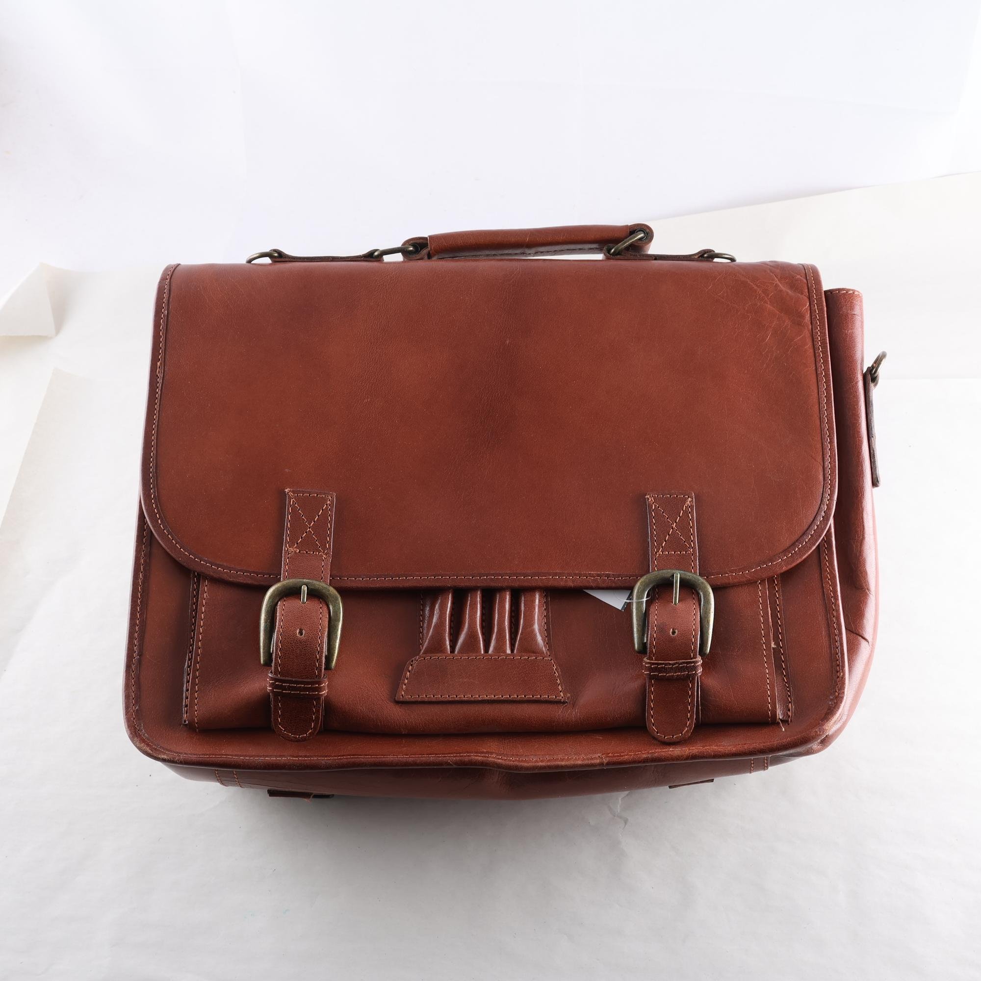 Portfölj, Indiska, brun, skinn.