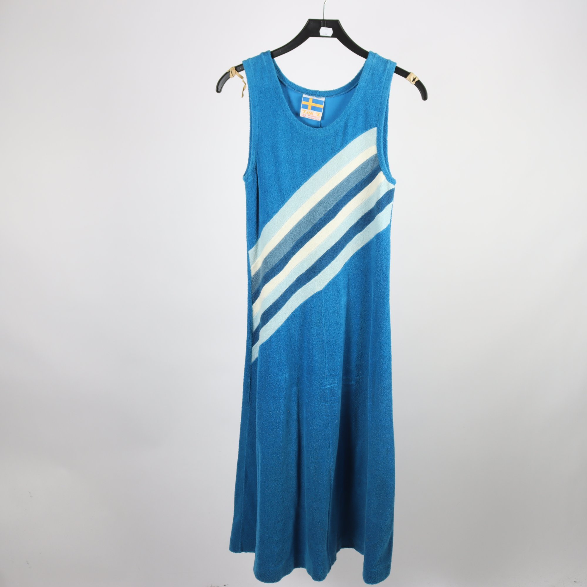 Klänning, vintage, Liss L, blå, vit, stl. 42