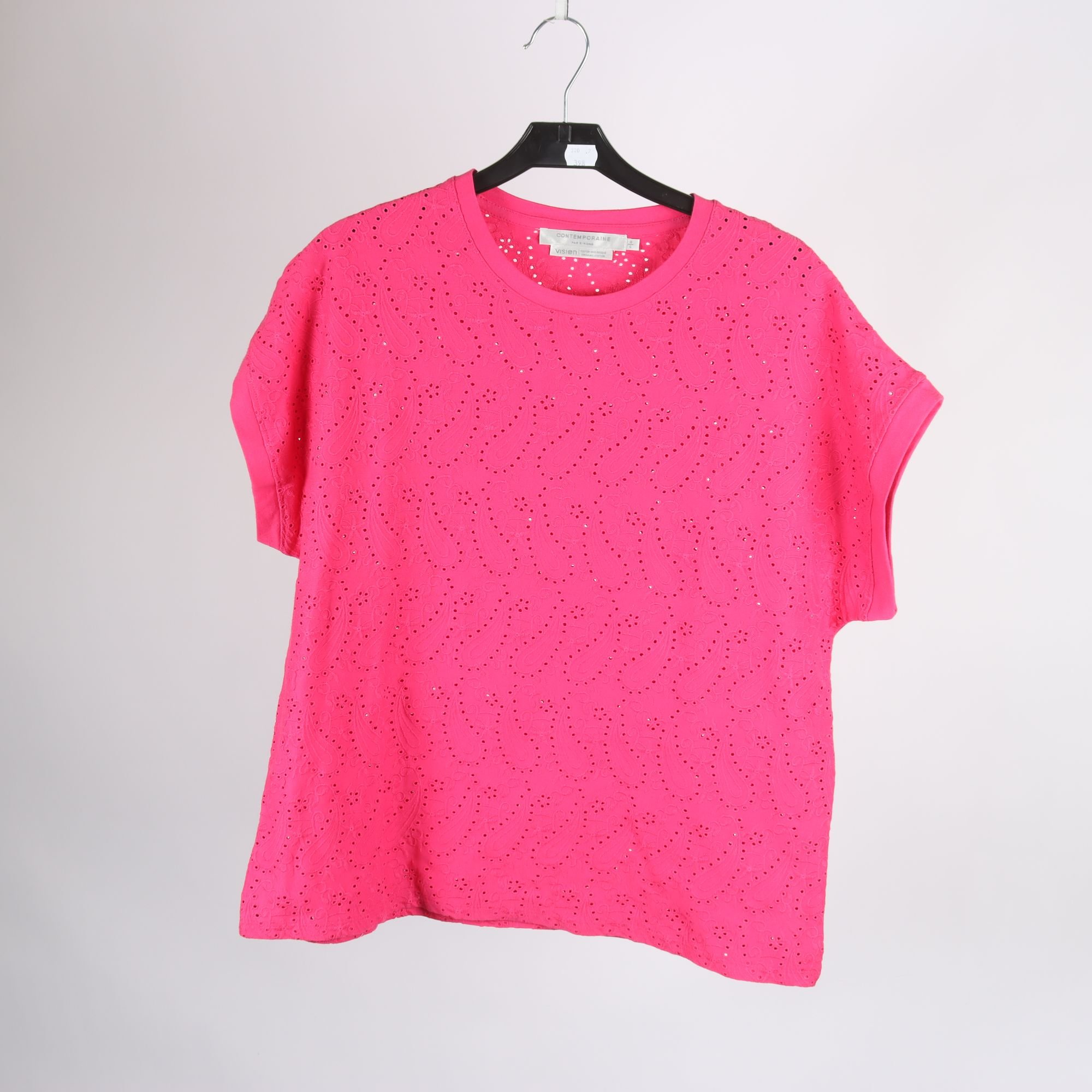 Tröja, Contemporaine, rosa, hålbroderi, stl. L.