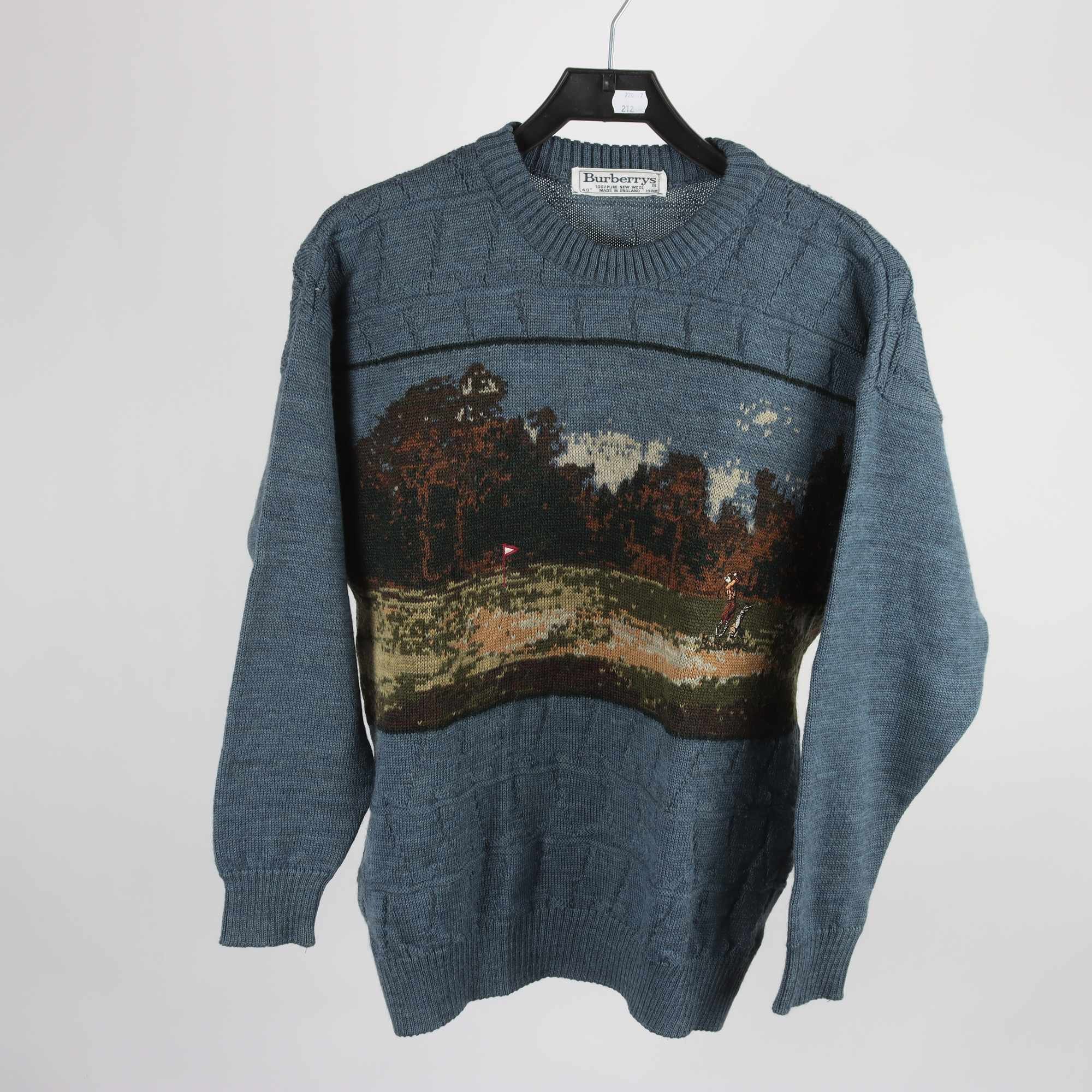 Tröja, vintage, Burberrys, blå, mönstrad, stl. 40