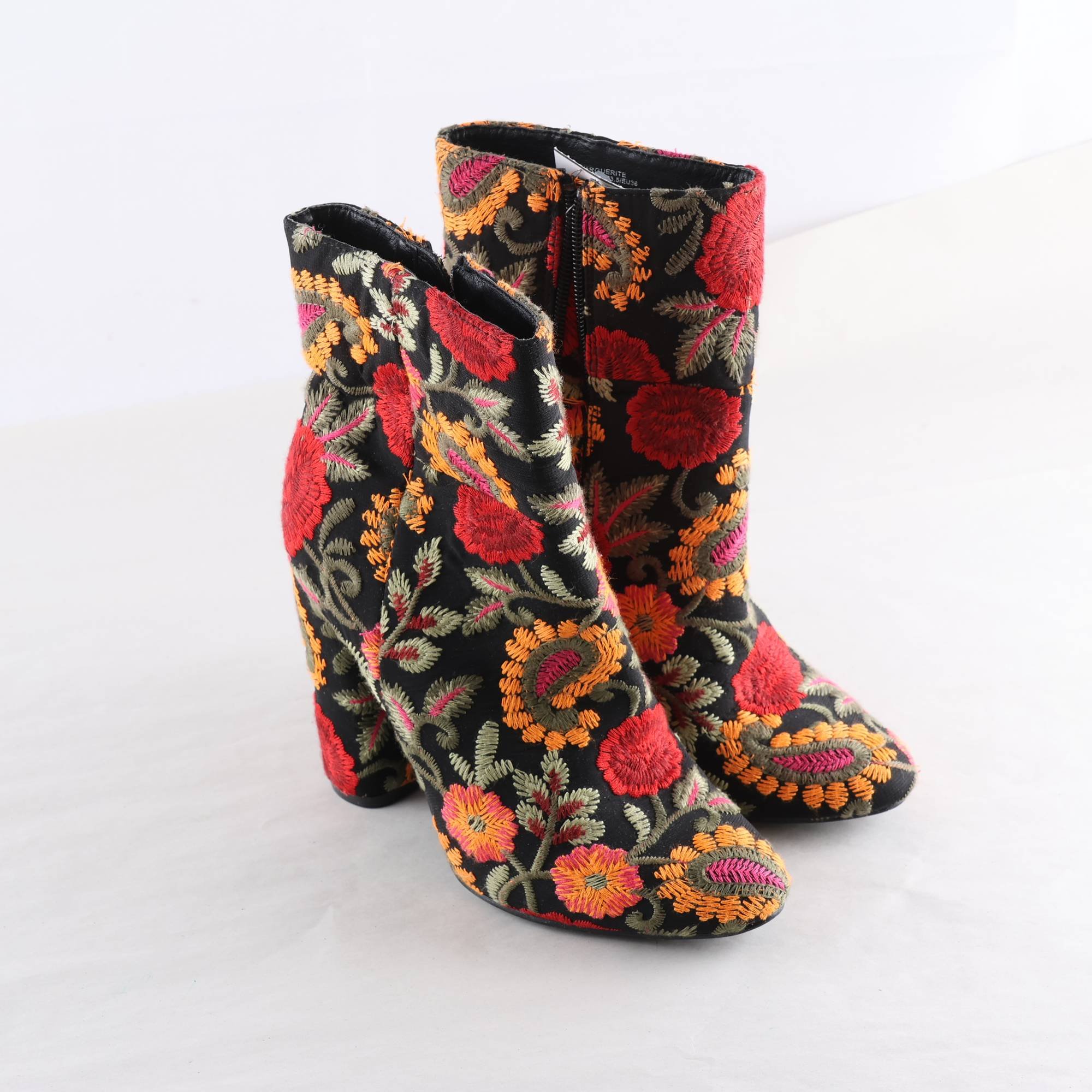 Stövletter, Justfab, svart, broderad, stl. 36.