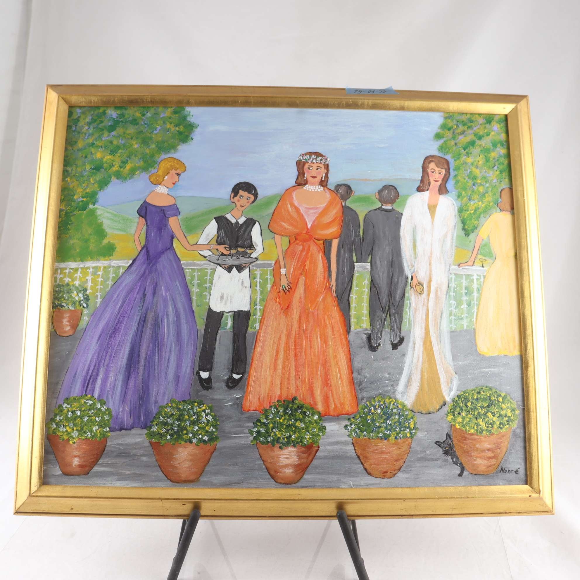 Olja på duk, naivistisk konst, tillställning, sign. Nonné. Endast avhämtning.