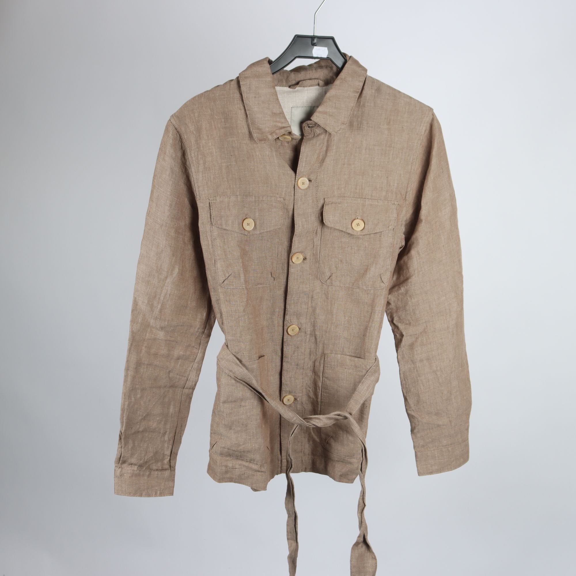 Skjortjacka, Mango, brun, lin, stl. S.