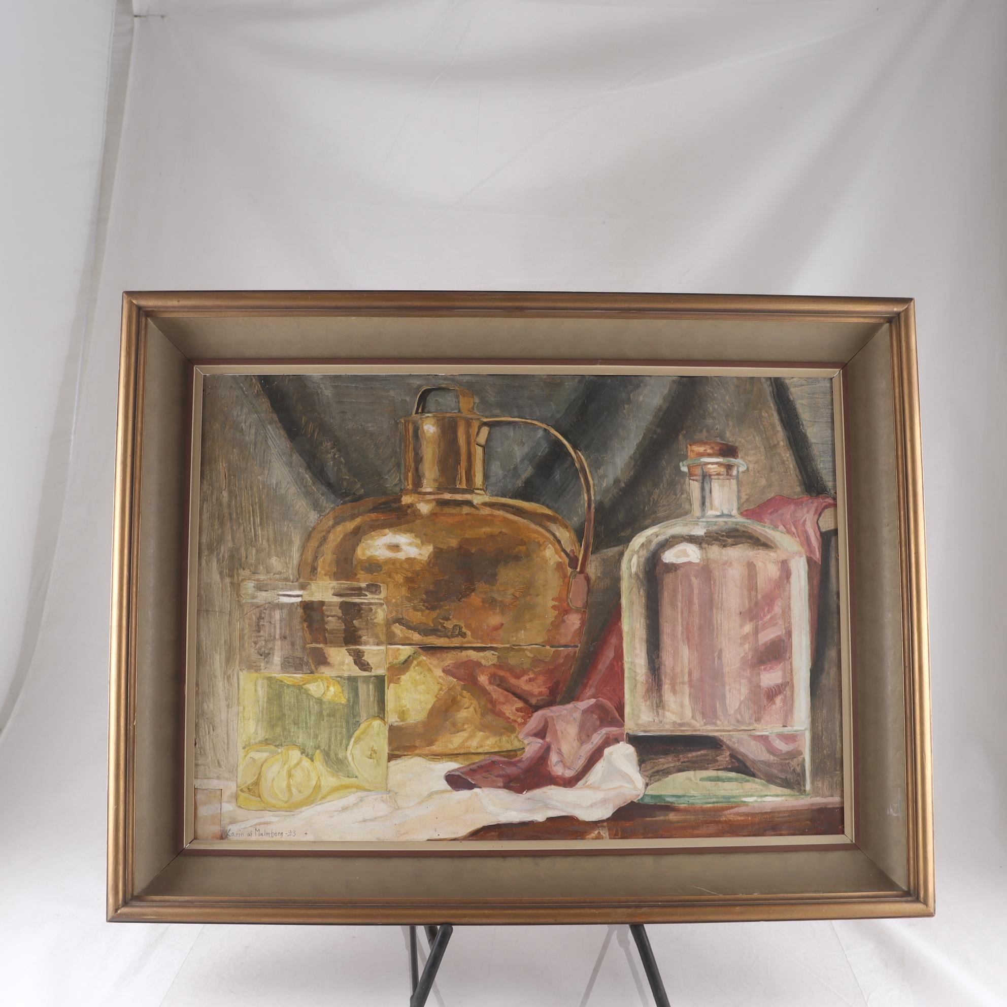 Olja på pannå, Karin af Malmborg, signerad, daterad 2023. Endast avhämtning.