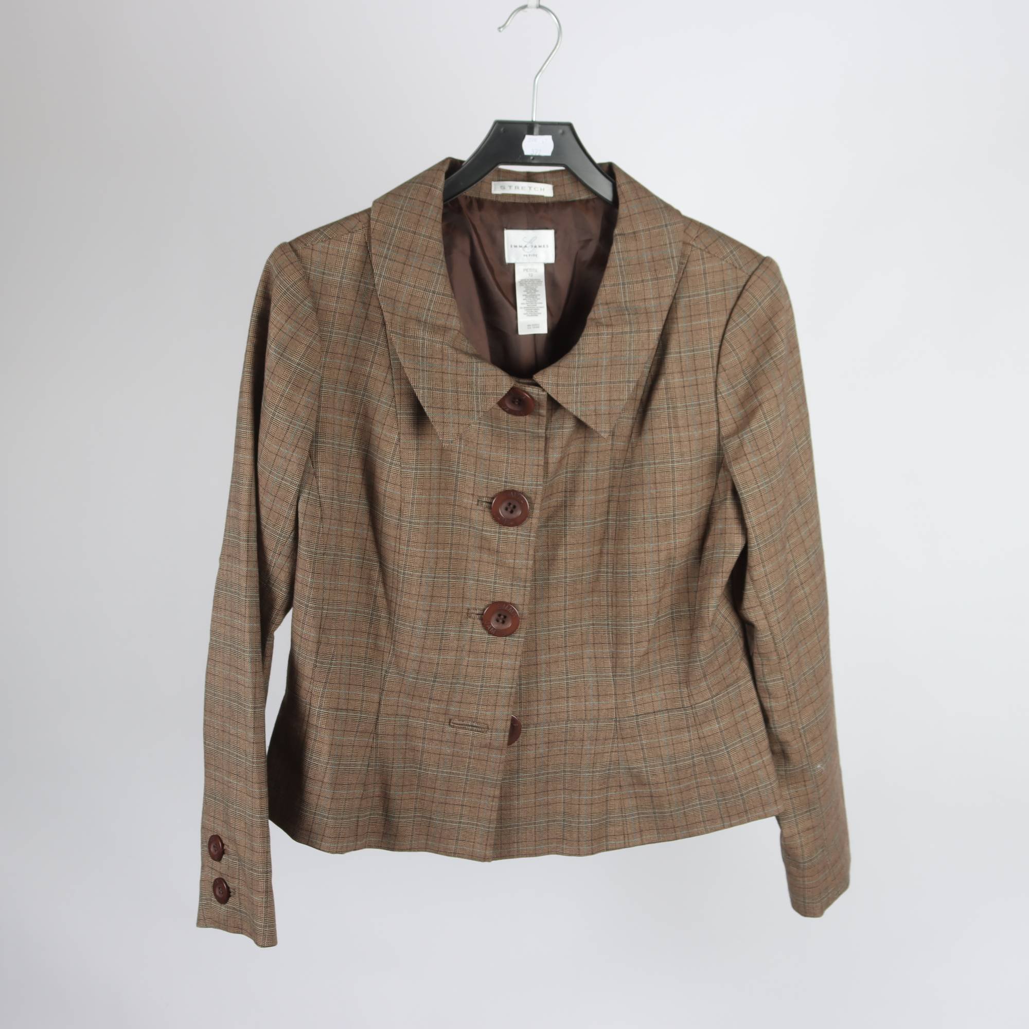 Kavaj, Emma James, brun, rutig, stl. ca. S.