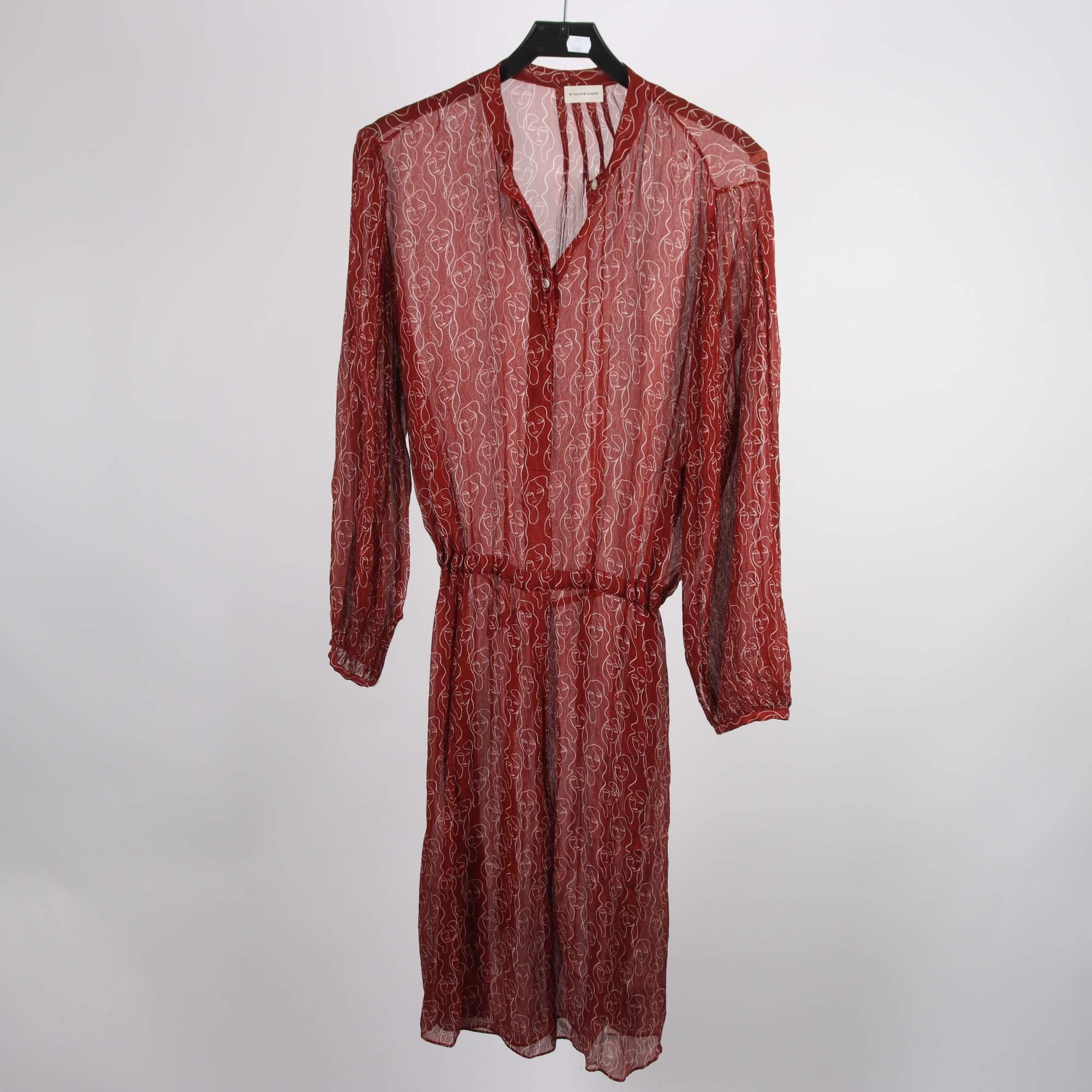 Klänning, By Malene Birger, vinröd, mönstrad, transparent, stl. 42