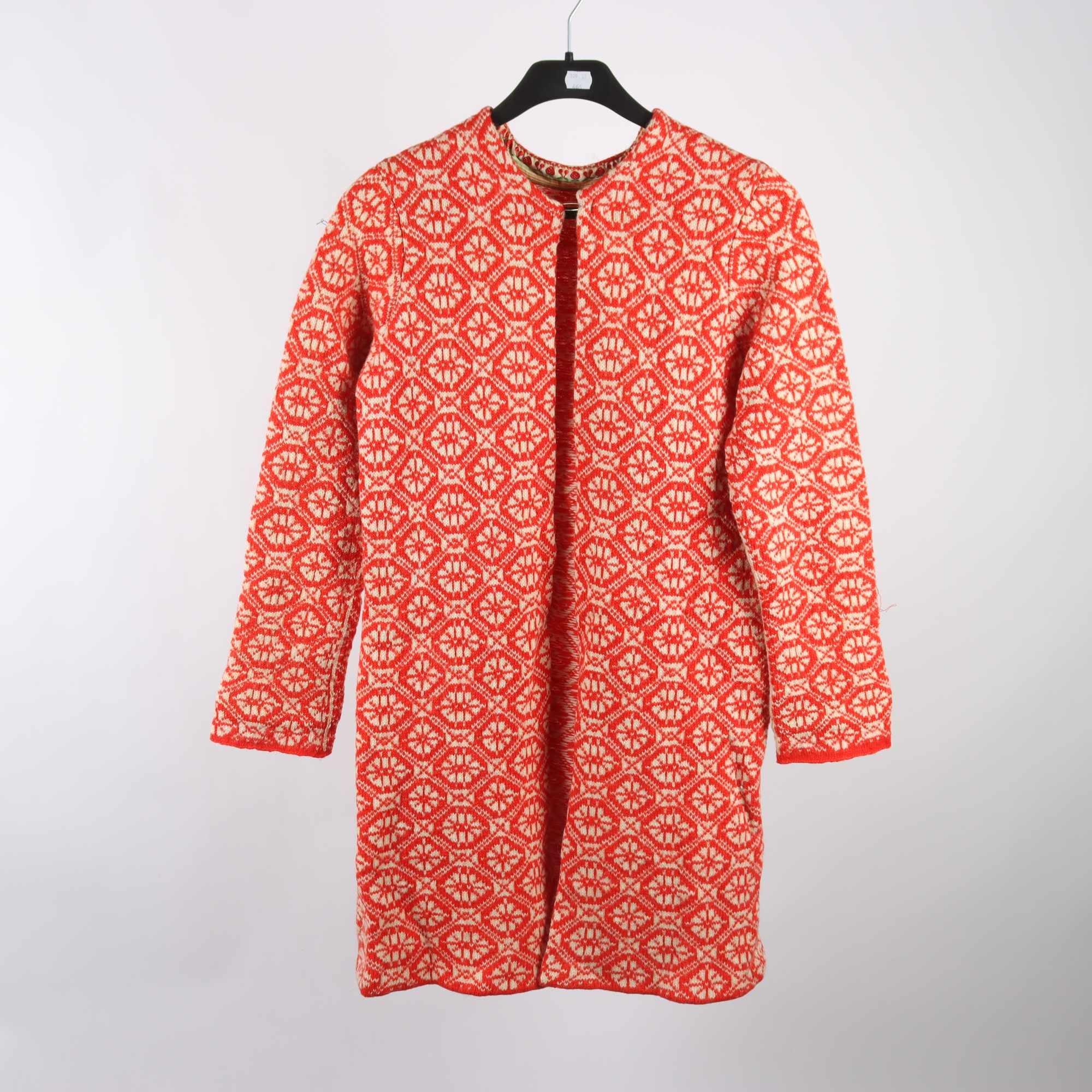 Kappa/kofta, Okänd, vit, orange, ull, stl. ca. XS.