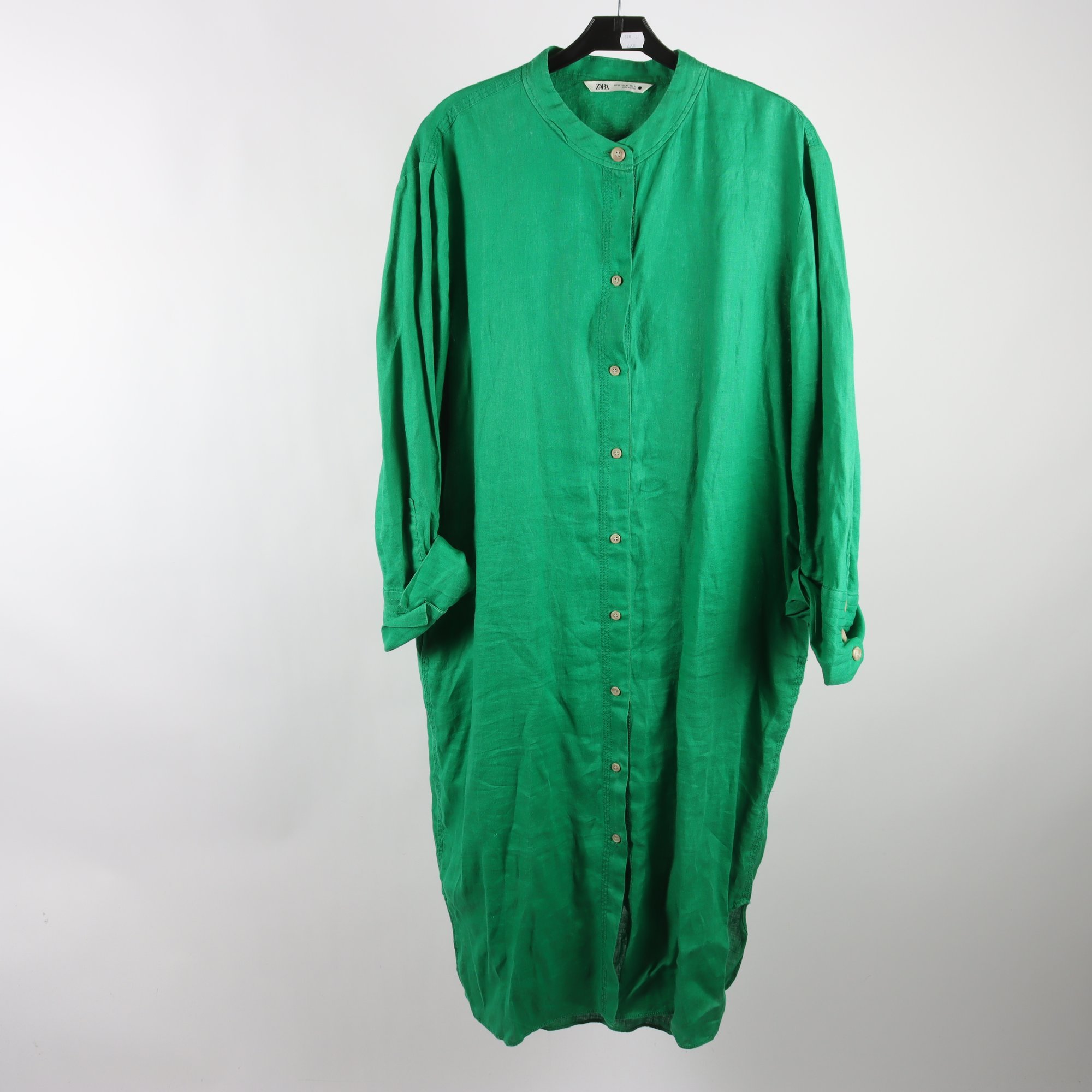 Klänning, Zara, grön, lin, stl. XL.