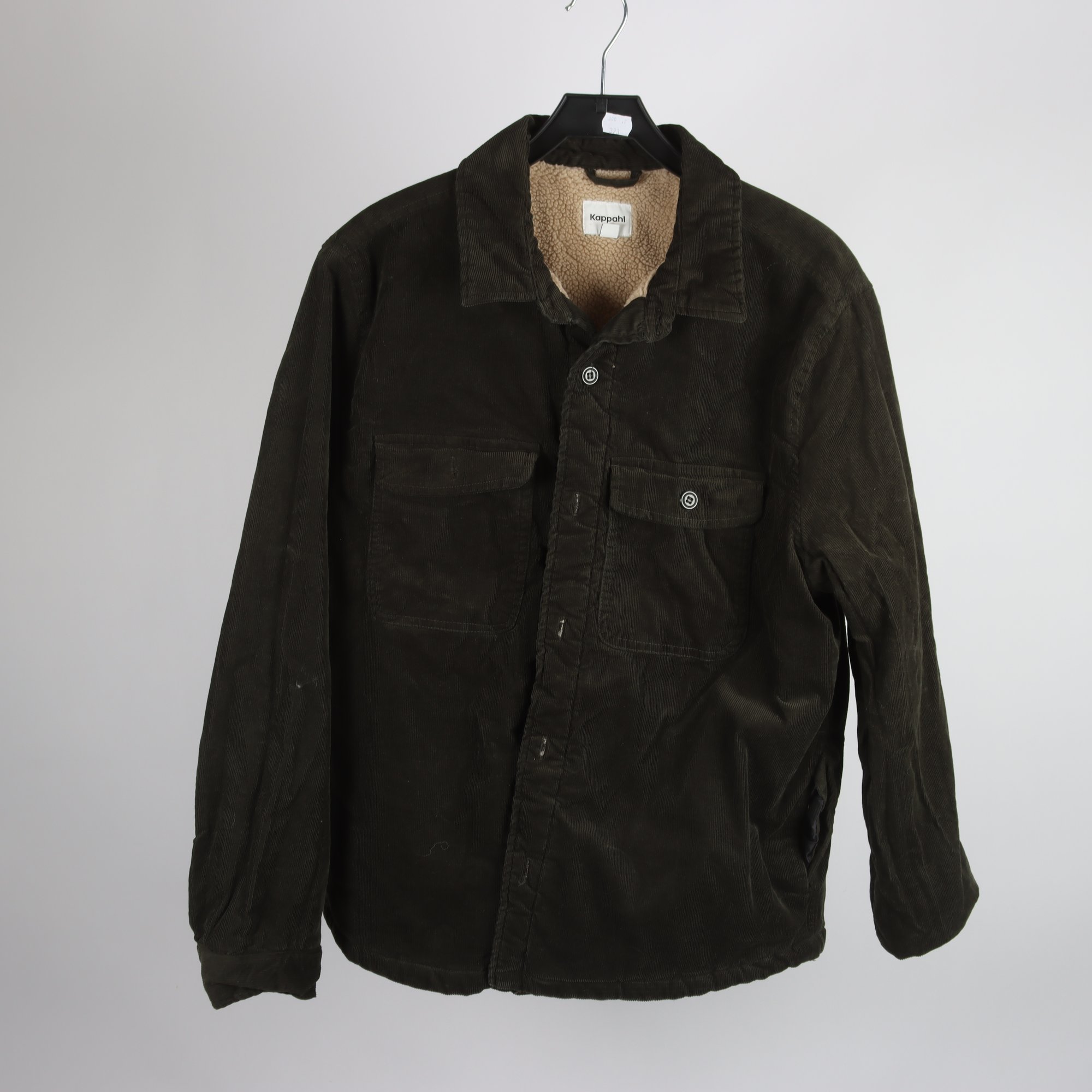 Skjortjacka, KappAhl, grön, manchester, pilefoder, stl. L.