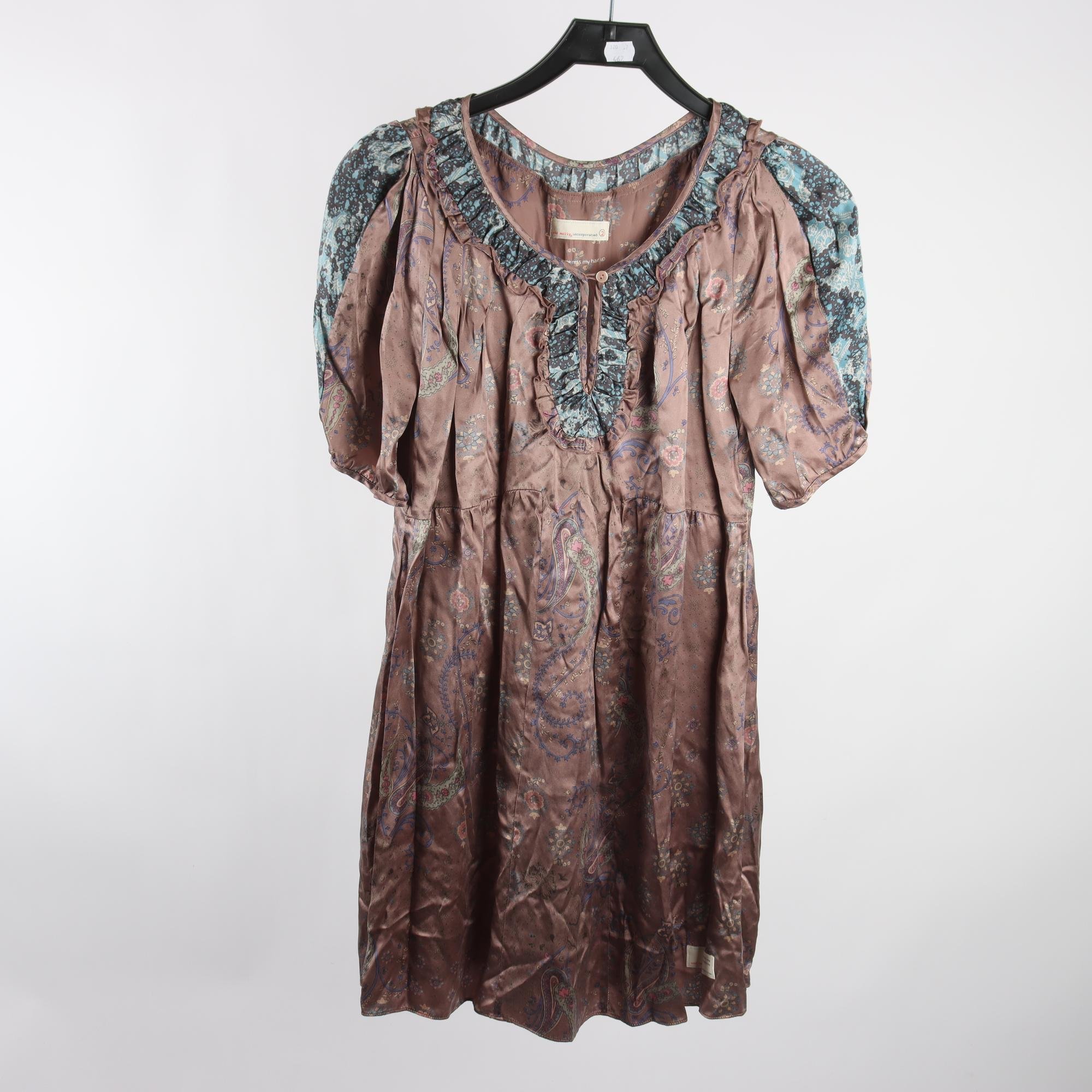 Klänning, Odd Molly, brun, blå, 100% silke, stl. M.