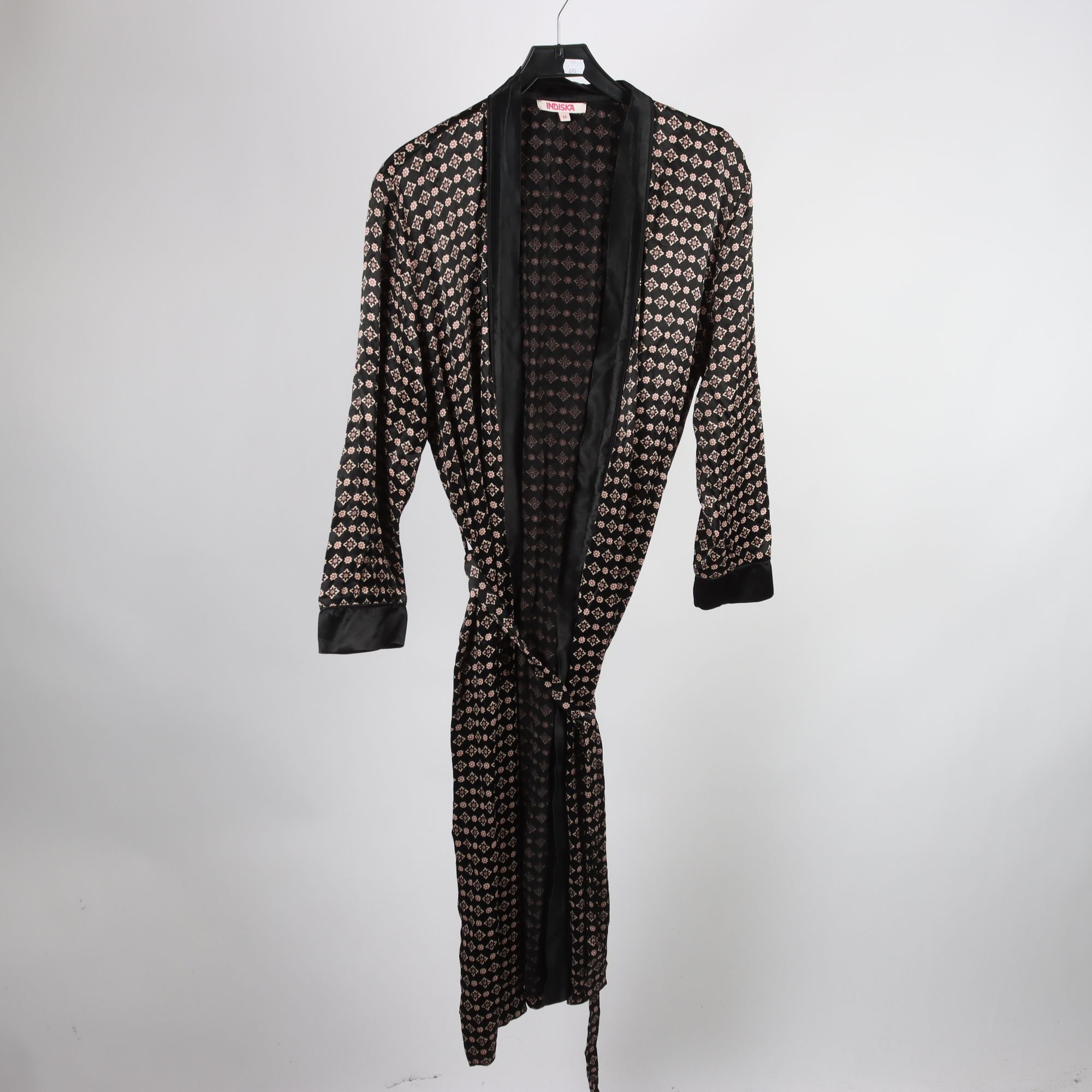 Morgonrock, Indiska, svart, mönstrad, M