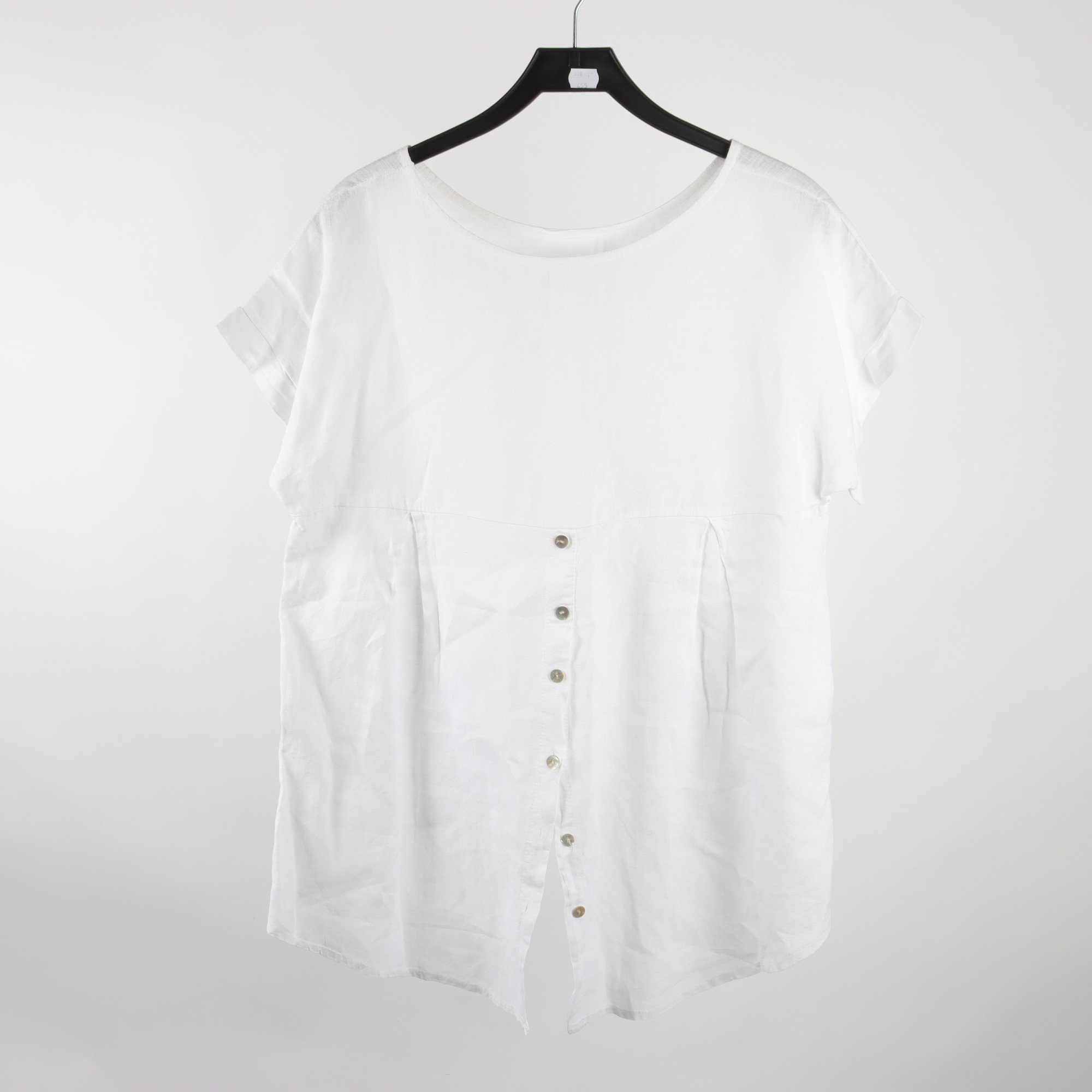 Blus, Made in Italy, vit, 100% lin, stl. ca. S/M.