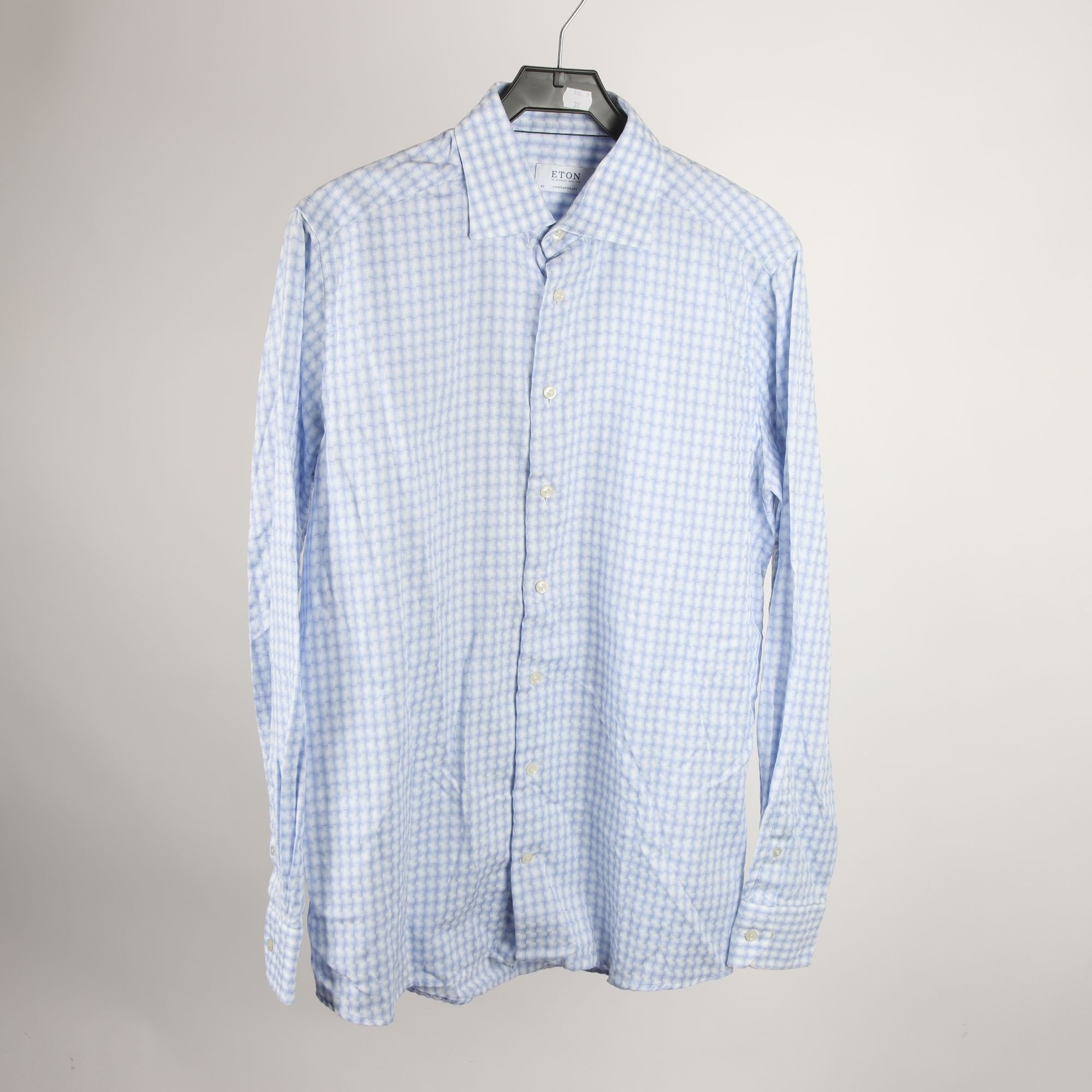 Skjorta, Eton, blå, vit, mönstrad, stl. (L)