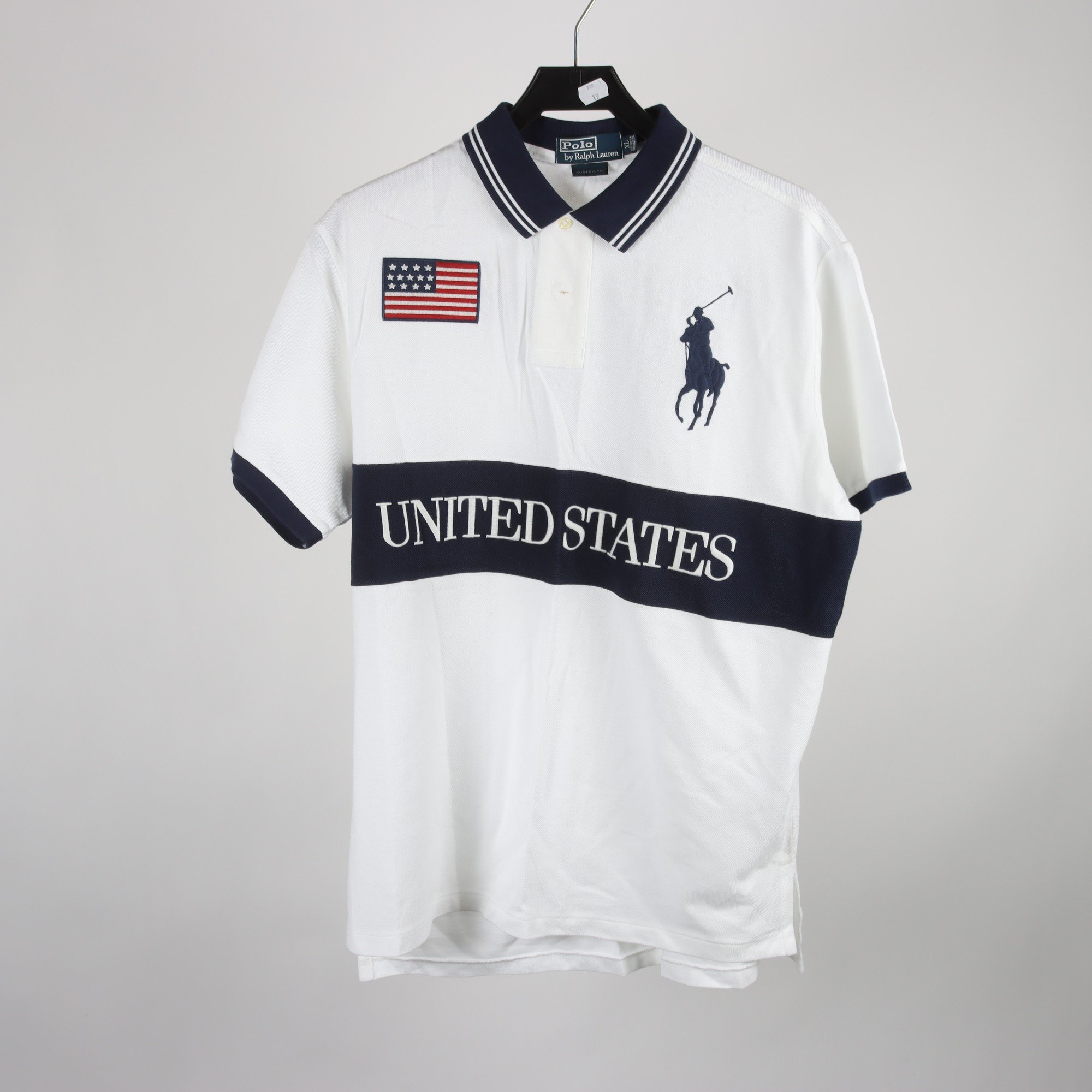 Pikètröja, Polo By Ralph Lauren, vit, blå, stl. XL