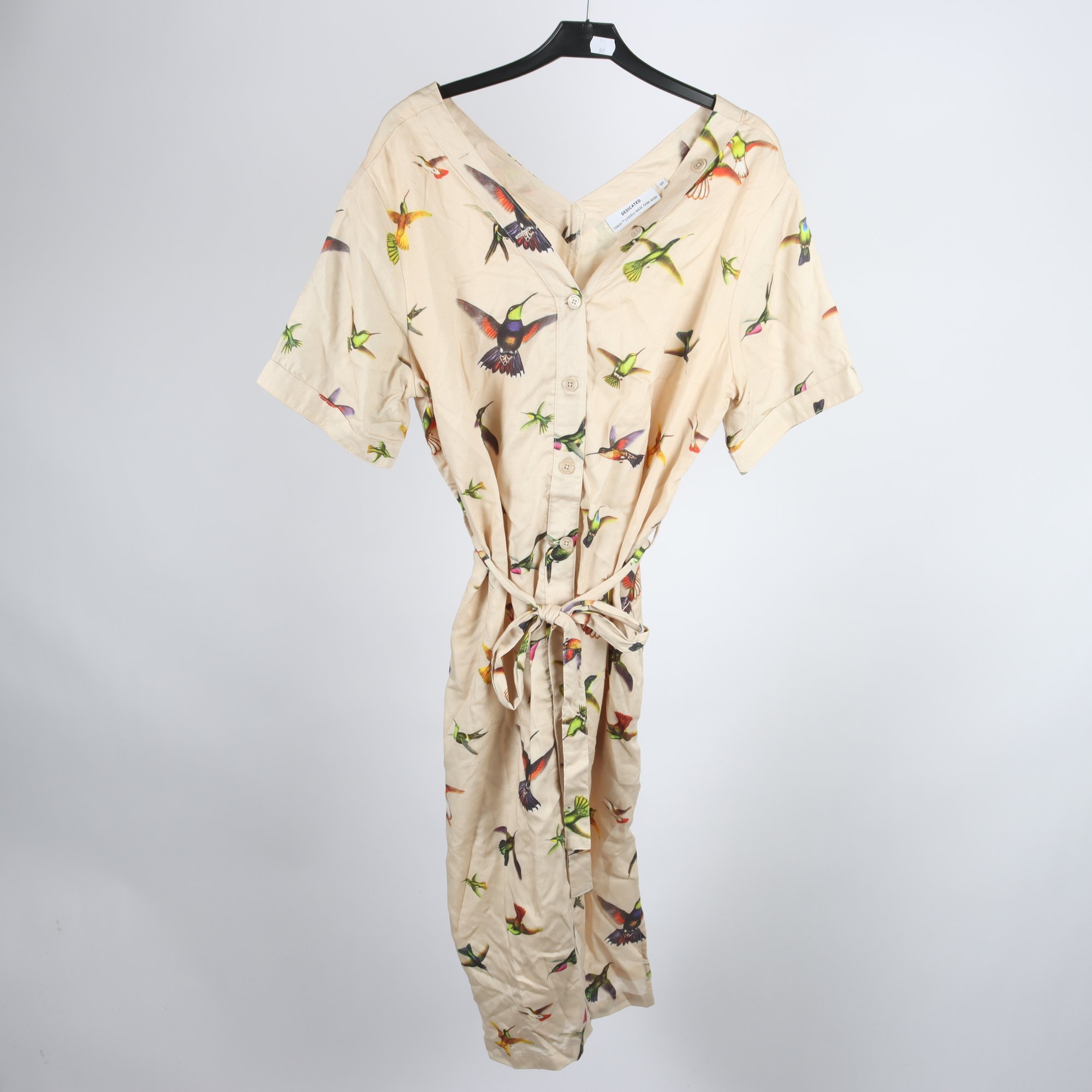 Klänning, Dedicated, beige, fåglar, stl. S