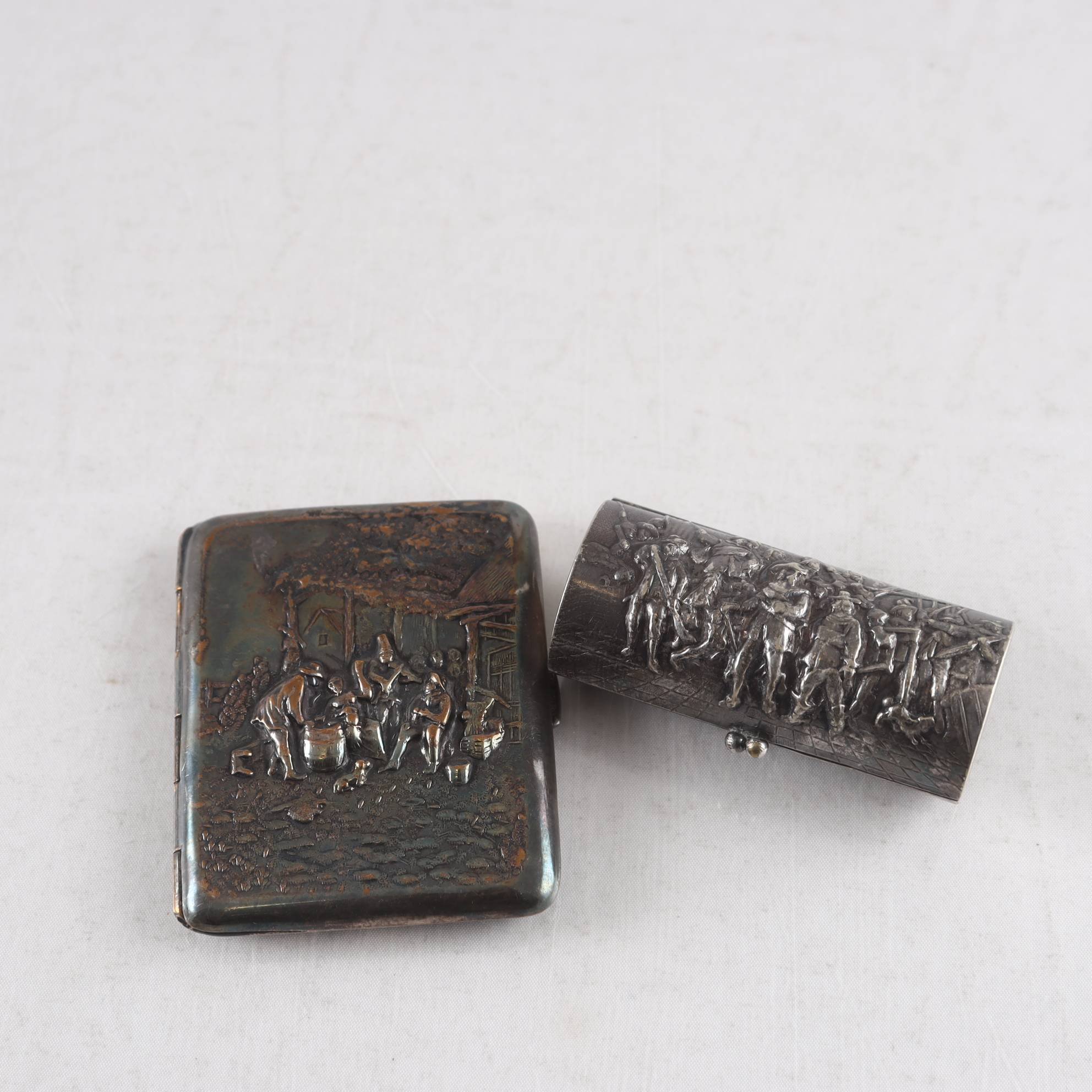 Cigarettask och dosa, Nysilver, Hans Jensen, Kolding, Danmark