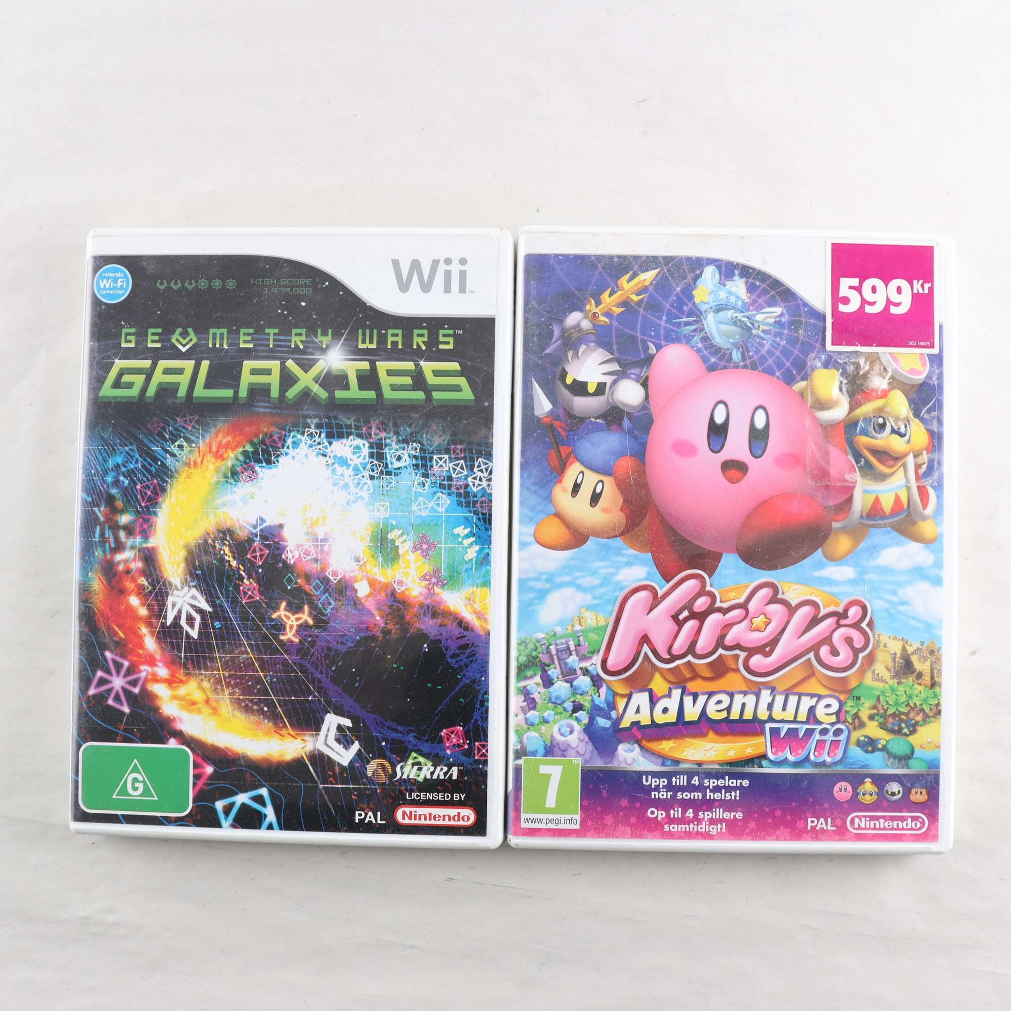 Nintendo Wii, 2 spel: Kirby’s Adventure Wii & Geometry Wars Galaxies