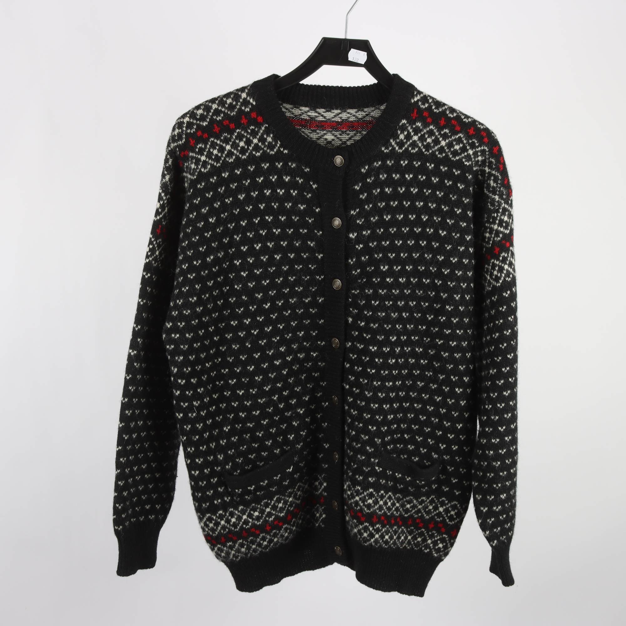 Kofta, Okänd, svart, mönstrad, stl ca. M