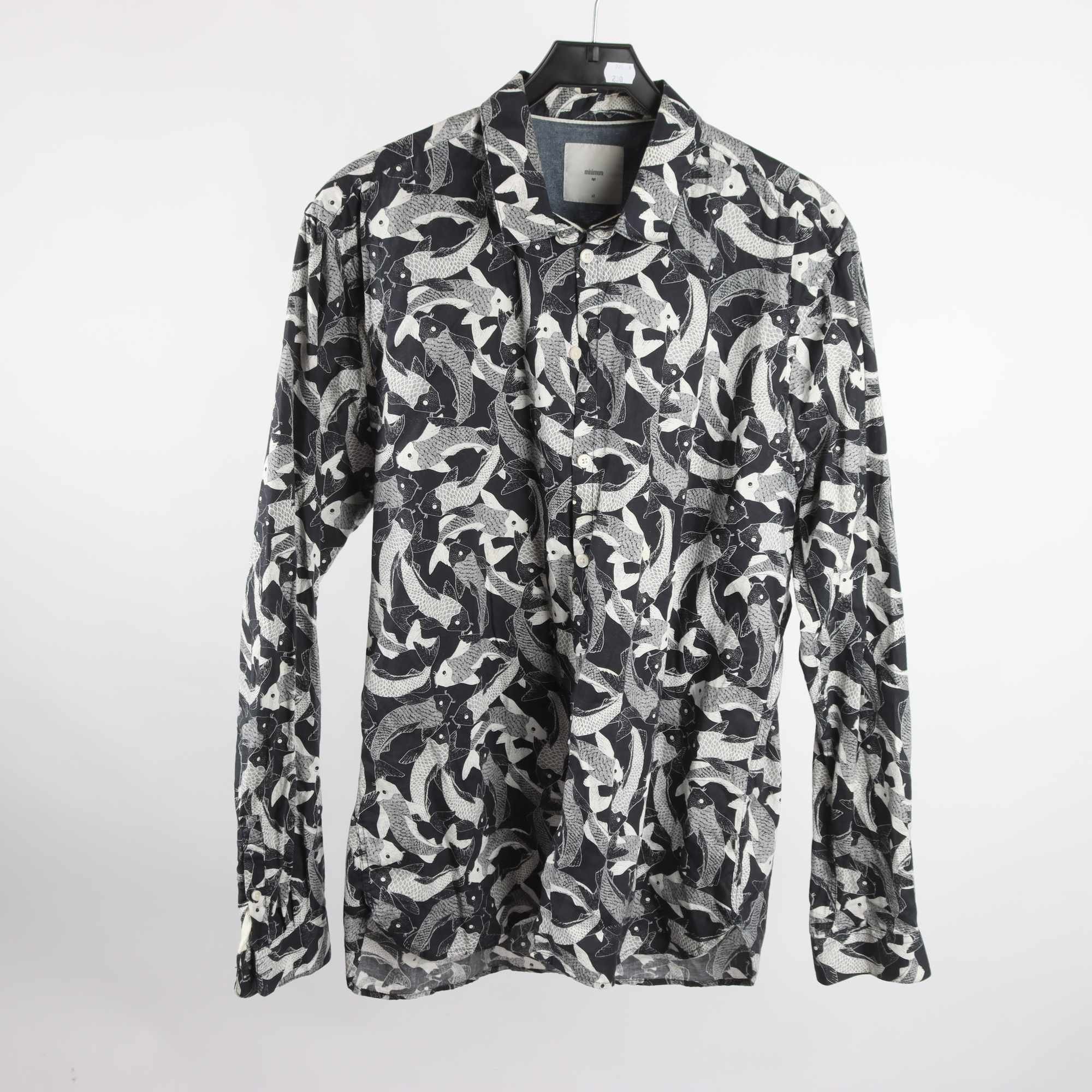 Skjorta, Minimum, blå, vit, fiskar, stl XL