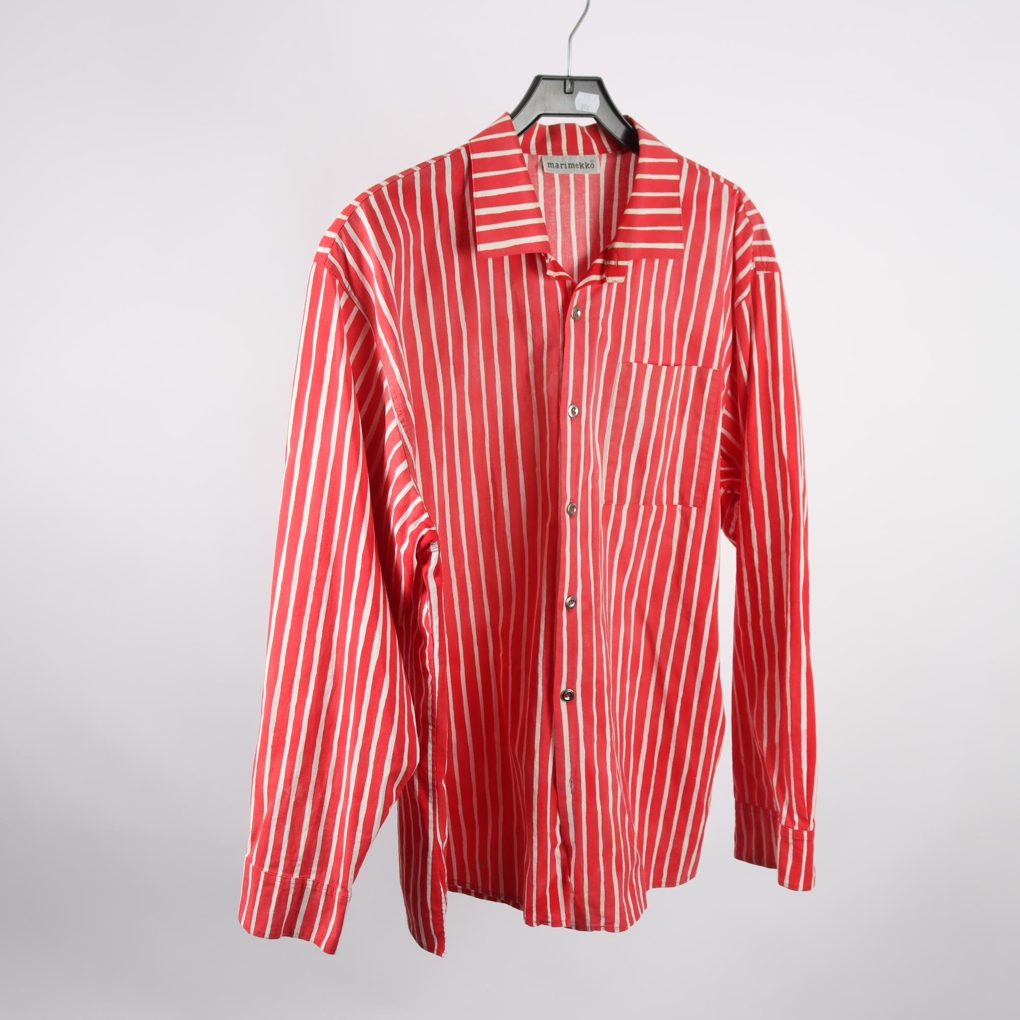 Skjorta, Marimekko, röd, vit, randig, stl. 45