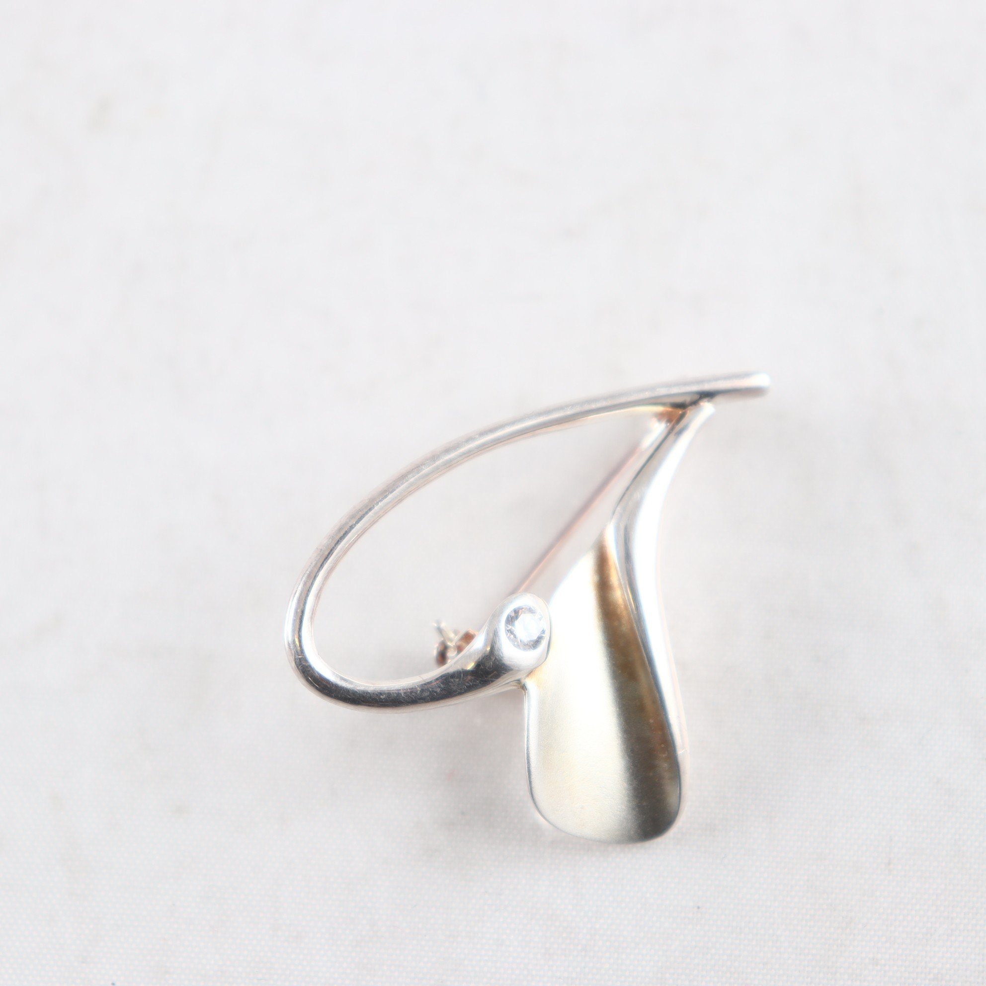 Brosch, silver, sten, brv: 6,1 g