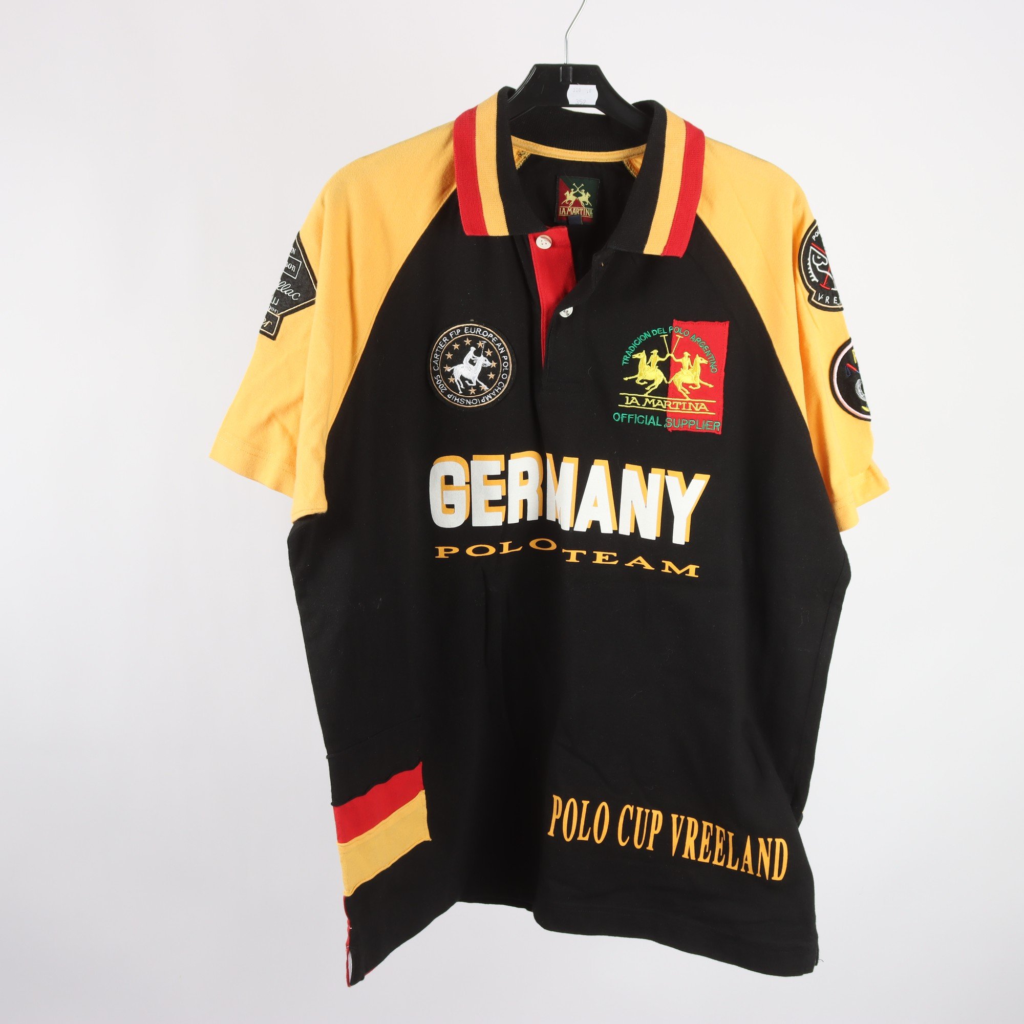 Piké, La Martina, Germany, svart, gul, stl. XL.