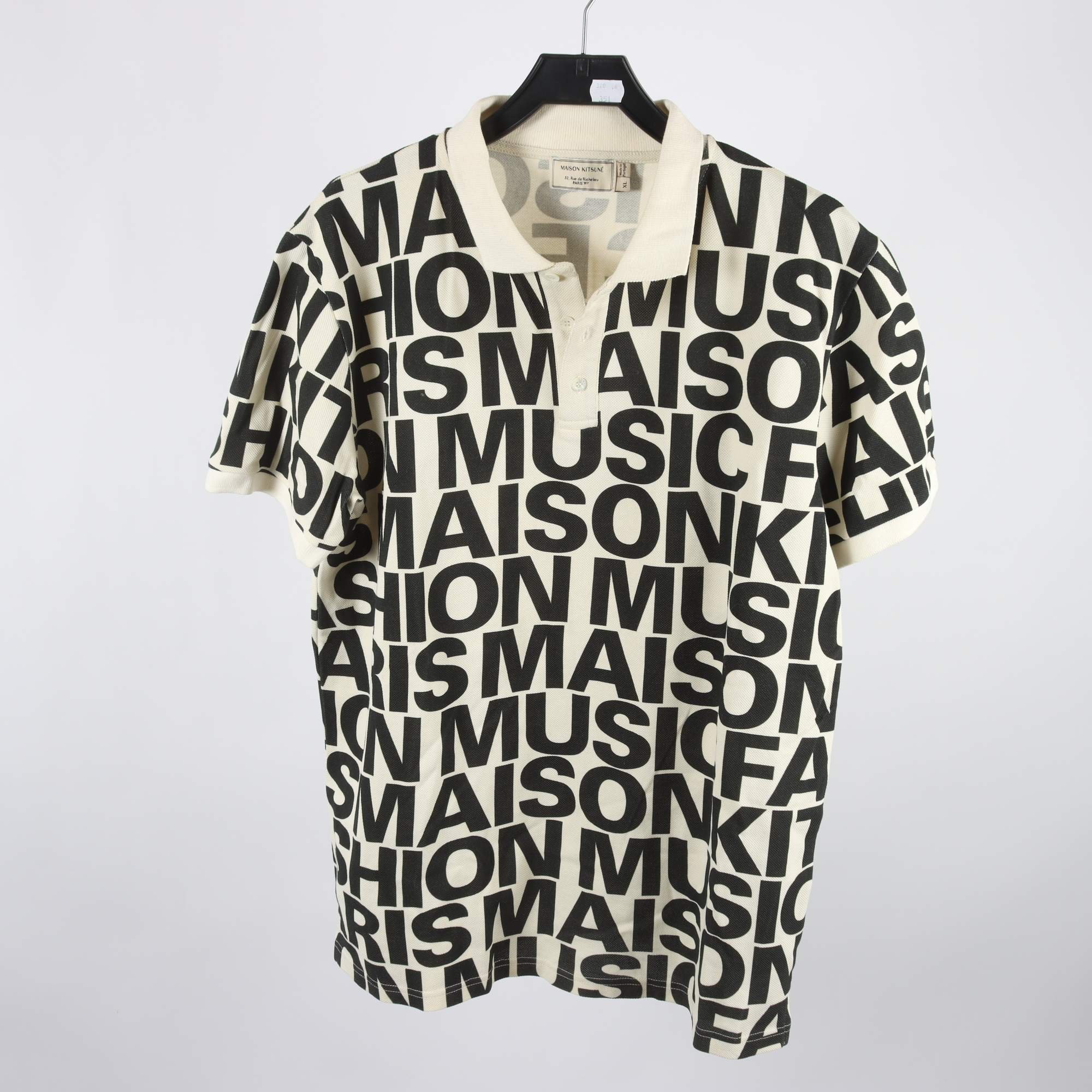 Piké, Maison Kitsuné, beige, svart, stl. XL.