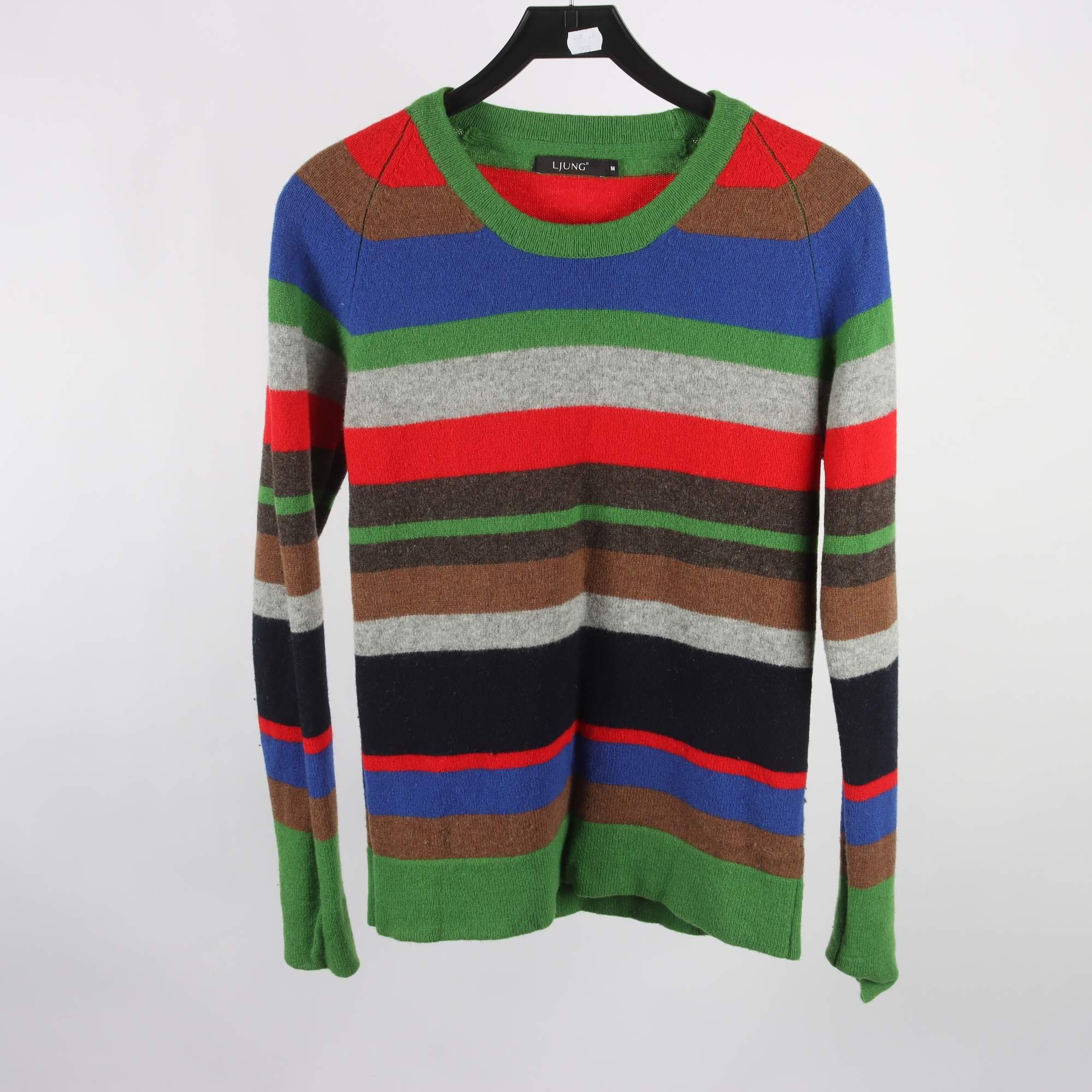 Tröja, Ljung, randig, grå, blå, lammull, stl. M.