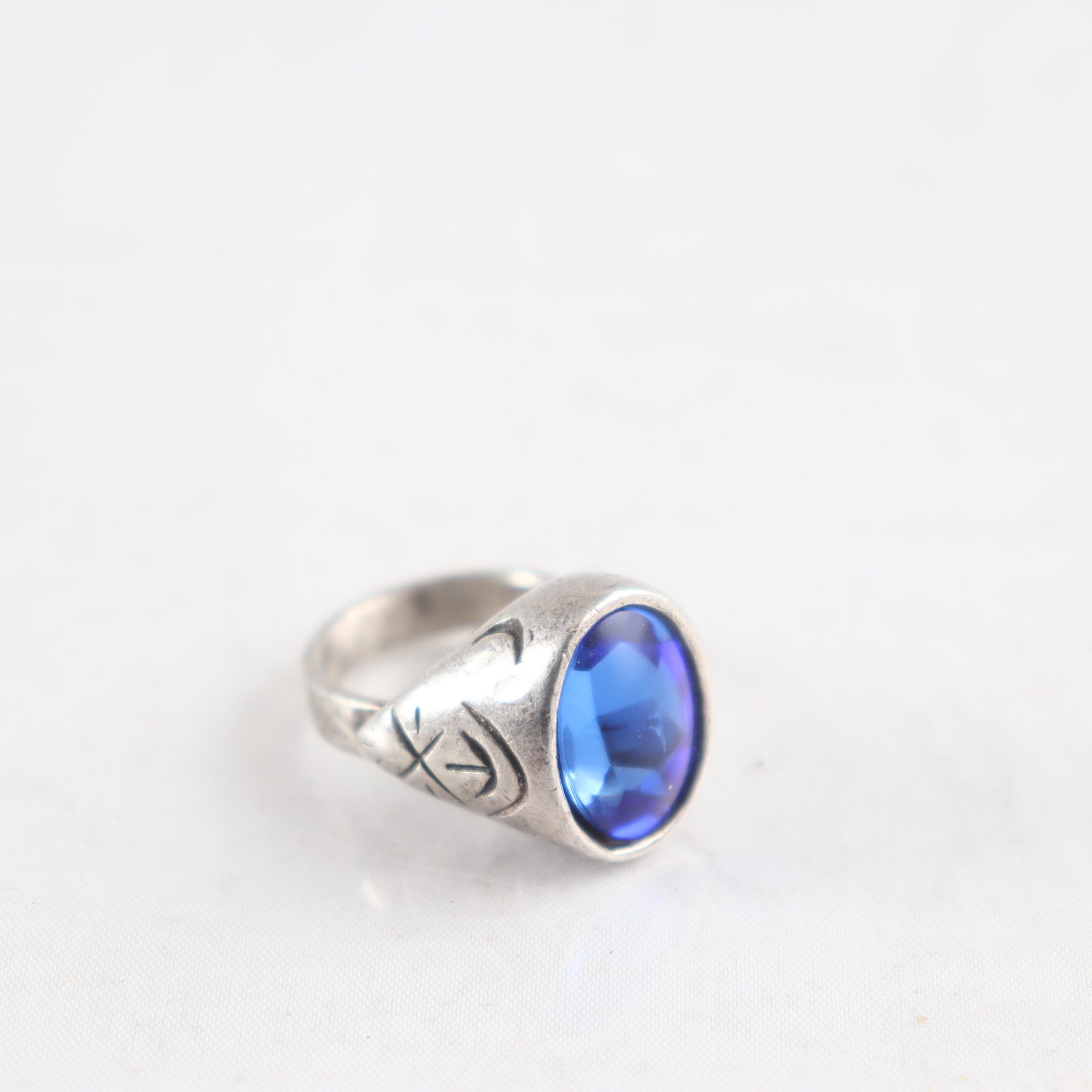 Ring, silver, glas, Brvikt: 16,7 g