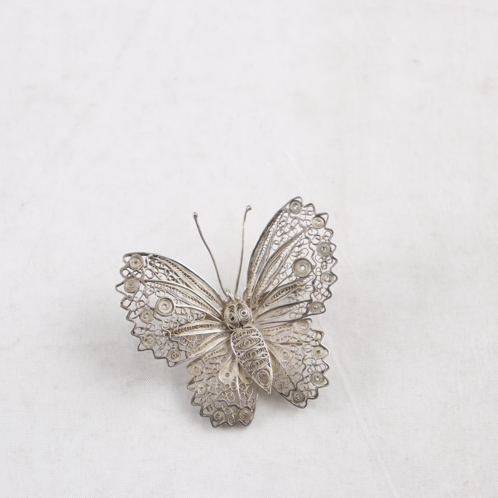 Brosch, silver, fjärilsmotiv, vikt: 9,9 g