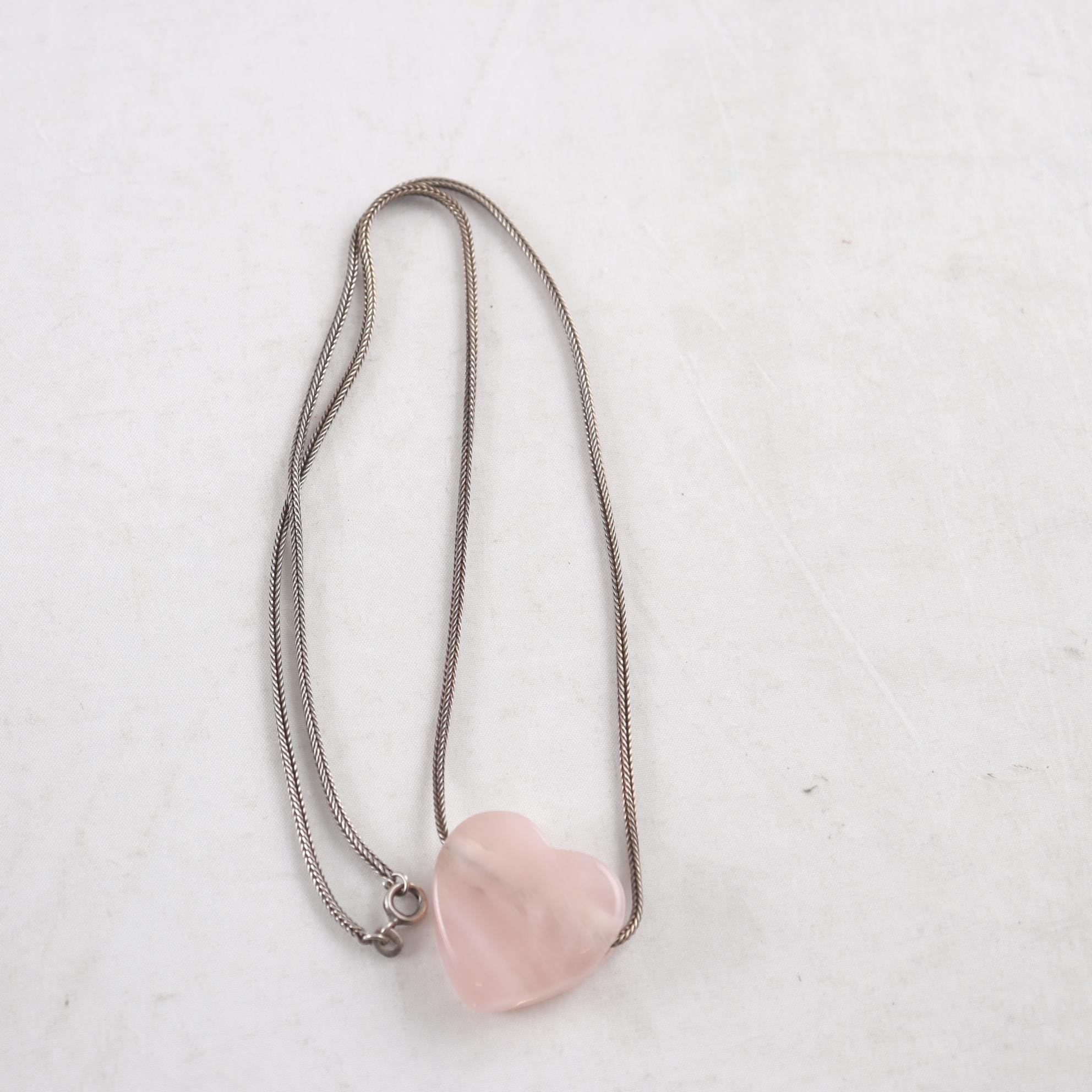 Halsband & hänge, silver, sten, vikt kedja: 9,8 g