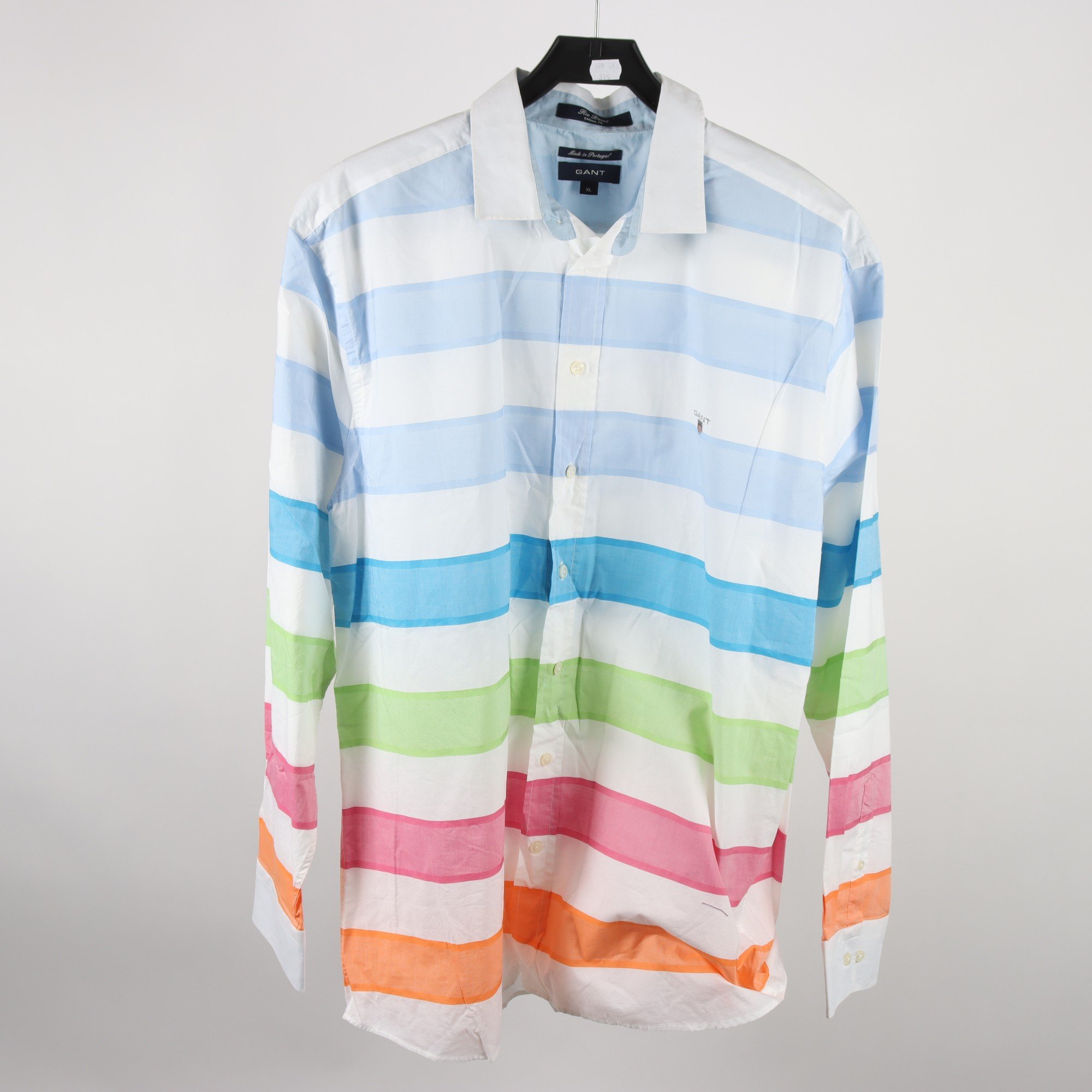 Skjorta, Gant, randig, vit, blå, rosa, stl. XL.