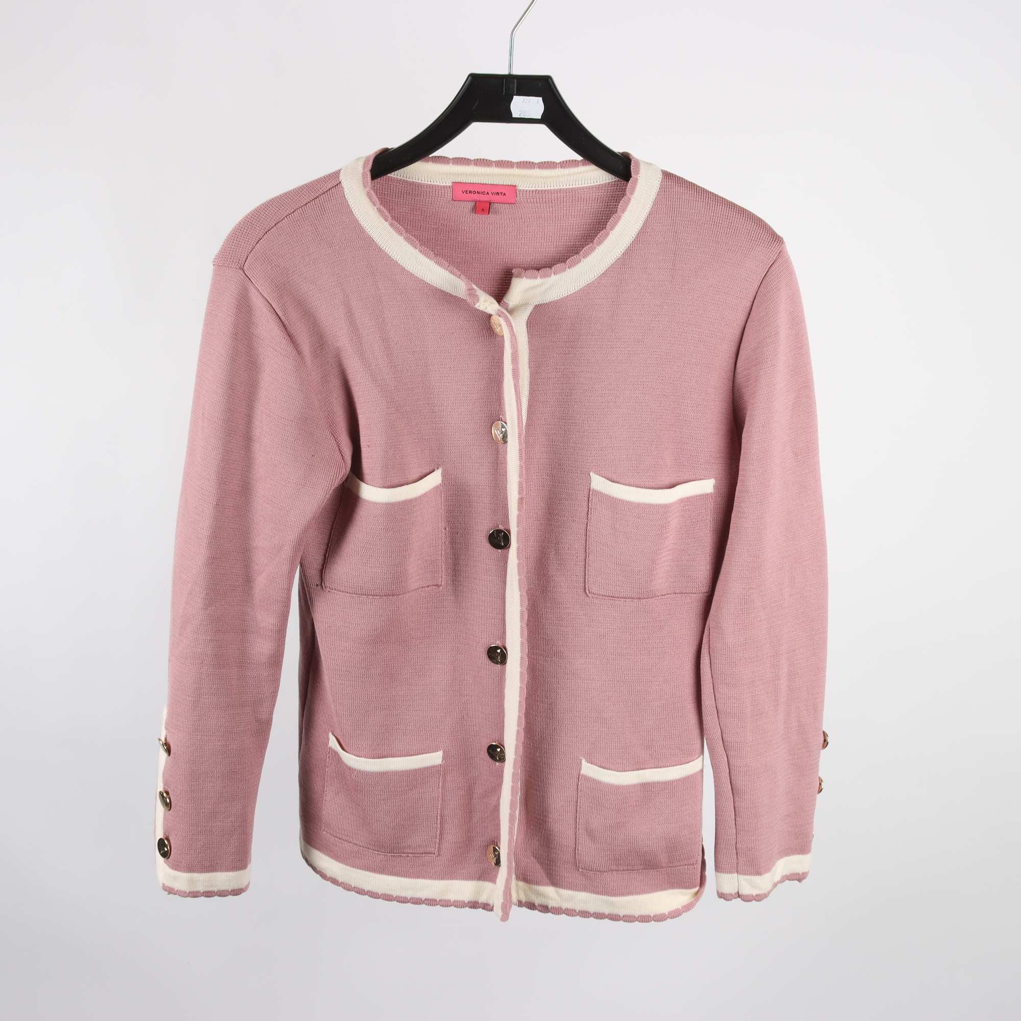 Kofta, Veronica Virta, gammelrosa, vit, stl. S