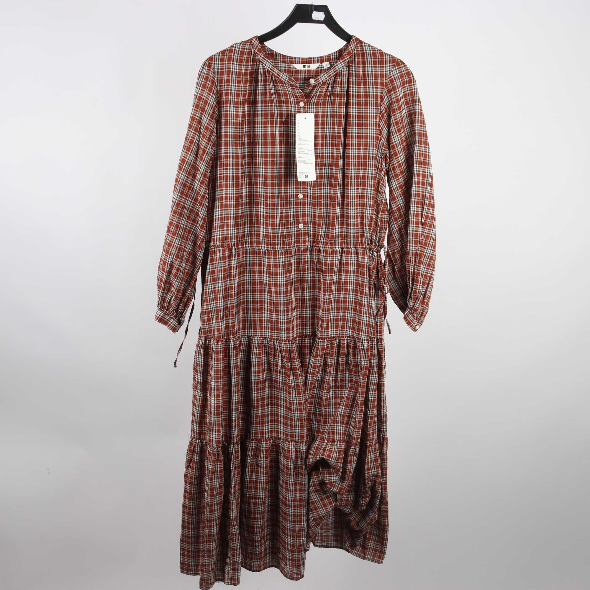 Klänning, Uniqlo, brun, rutig, stl. M