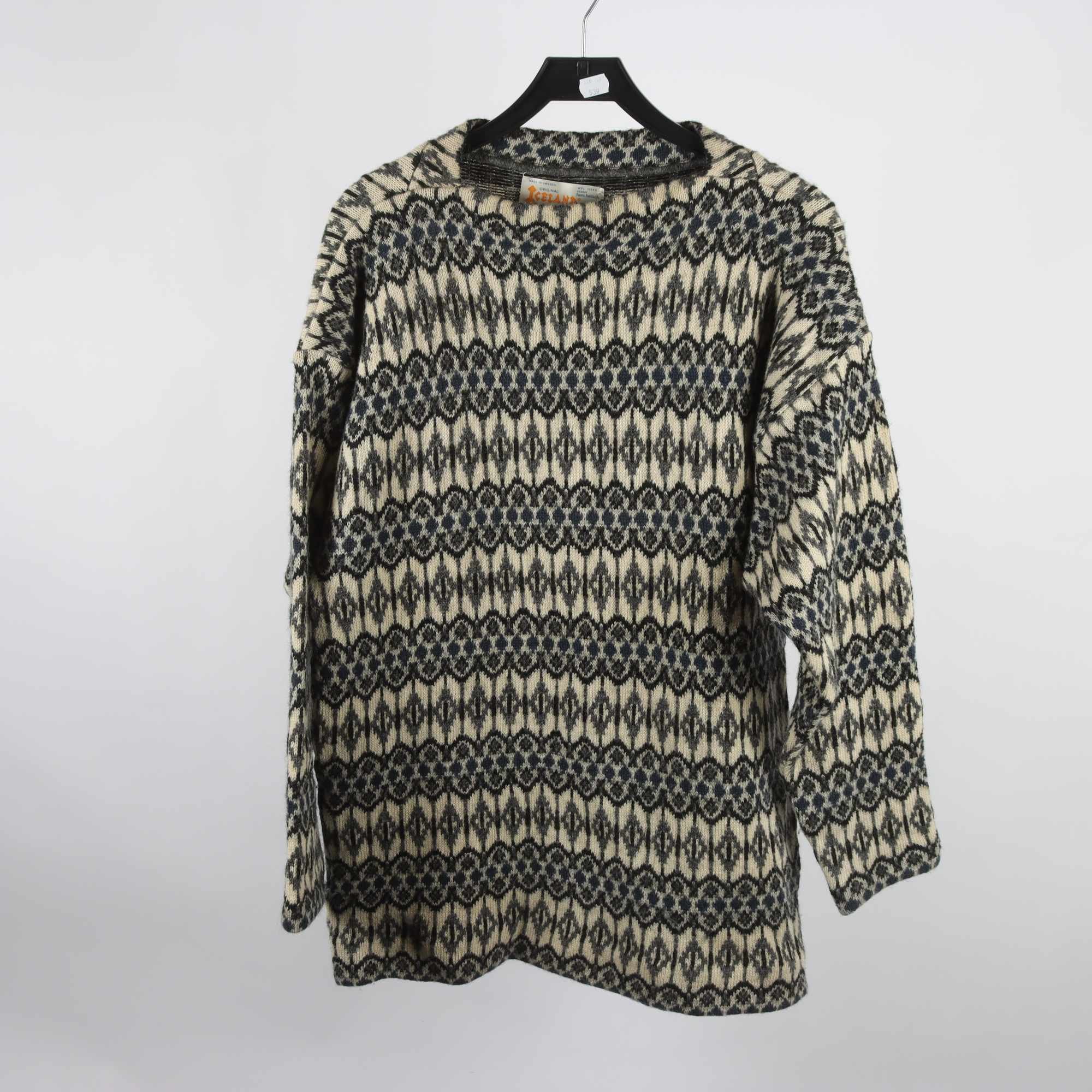 Islandströja, Iceland, grå, blå, ull, stl. ca. L.