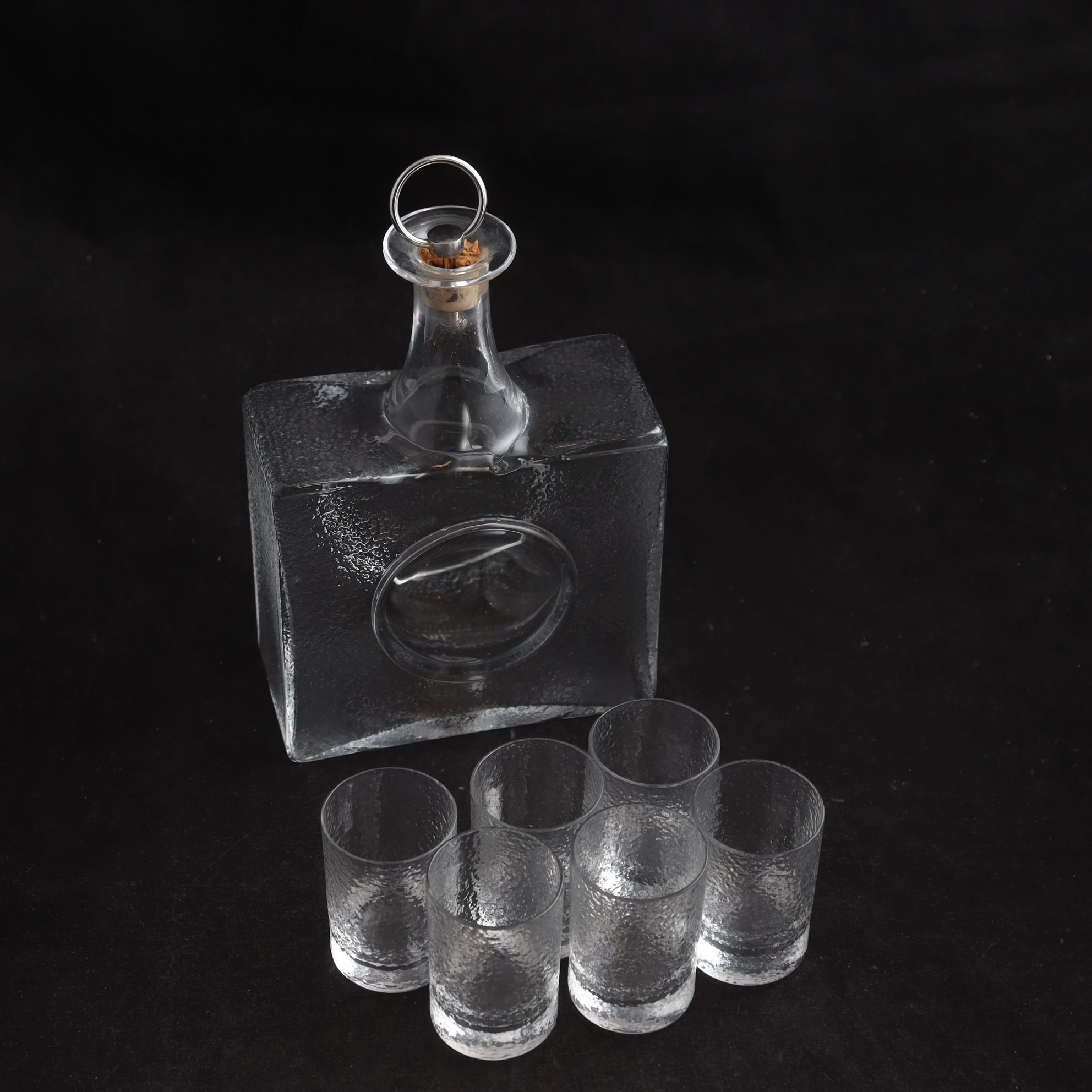 Flaska med glas, Tapio Wirkkala, Iittala, 7 delar