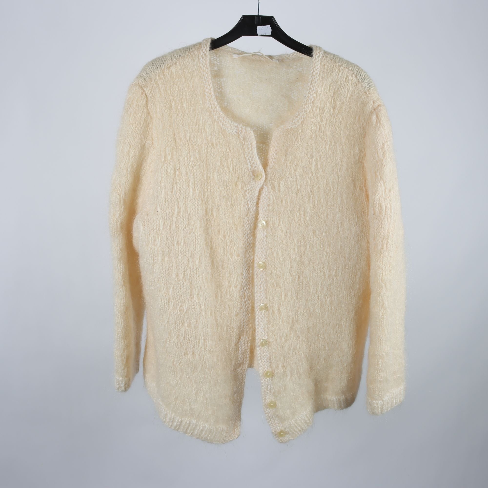 Kofta, Okänd, ljusgul, ull, stl. ca. S/M.