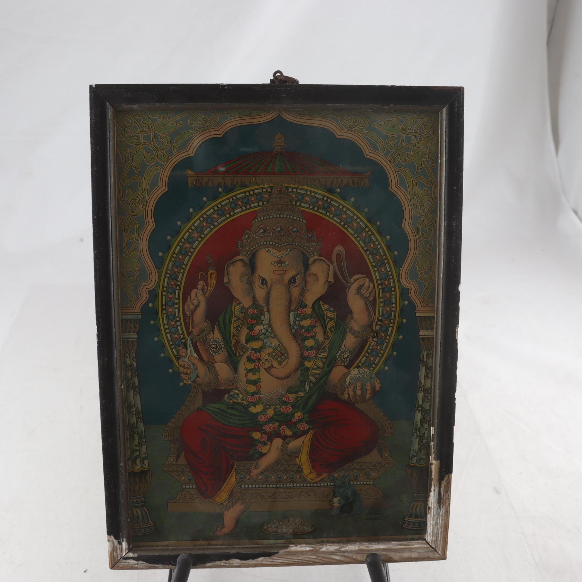 Litografiskt tryck, Ganesha, Raja Ravi Varma Litografi. Samfraktas ej.