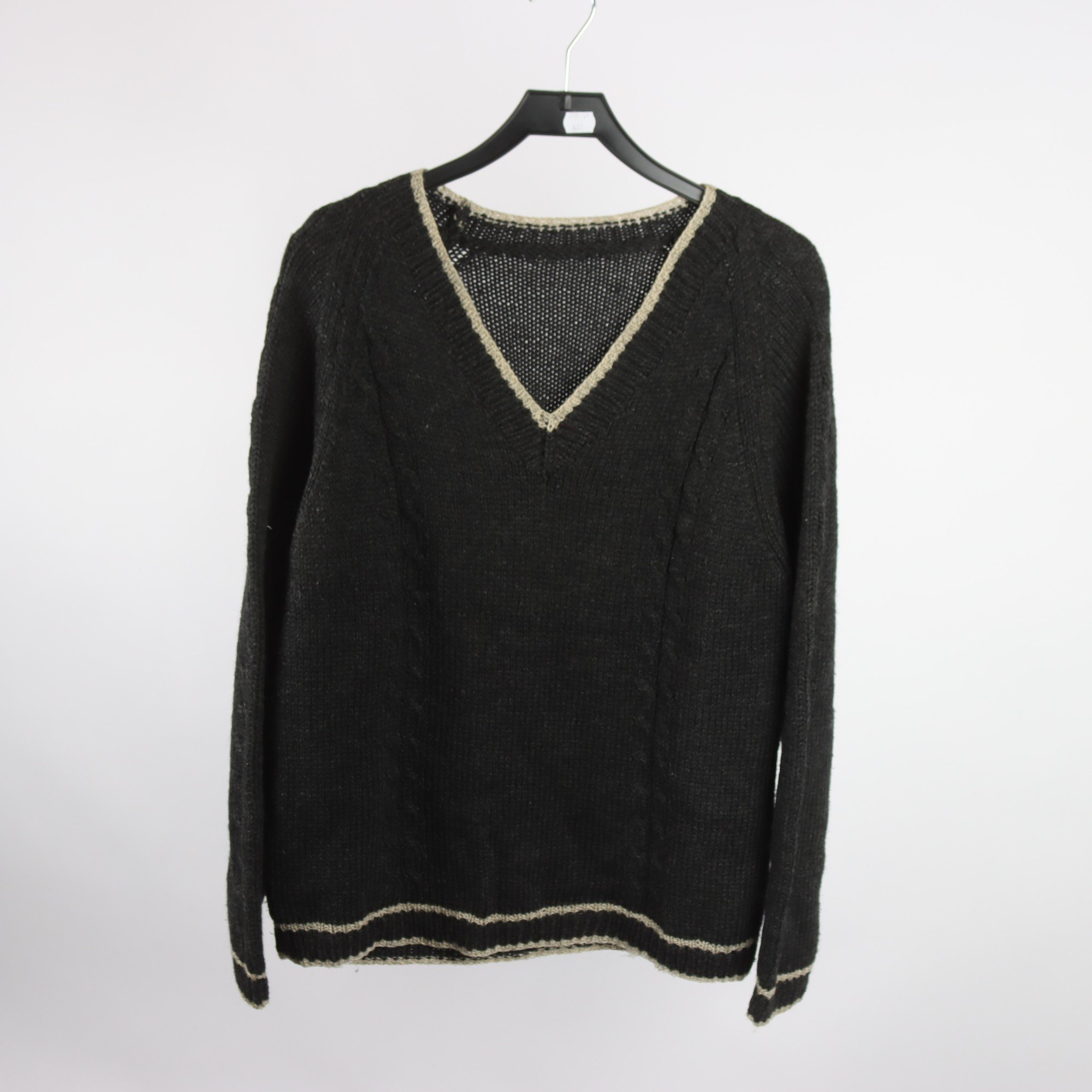 Tröja, Okänd, svart, grå, ull, stl. ca. M.