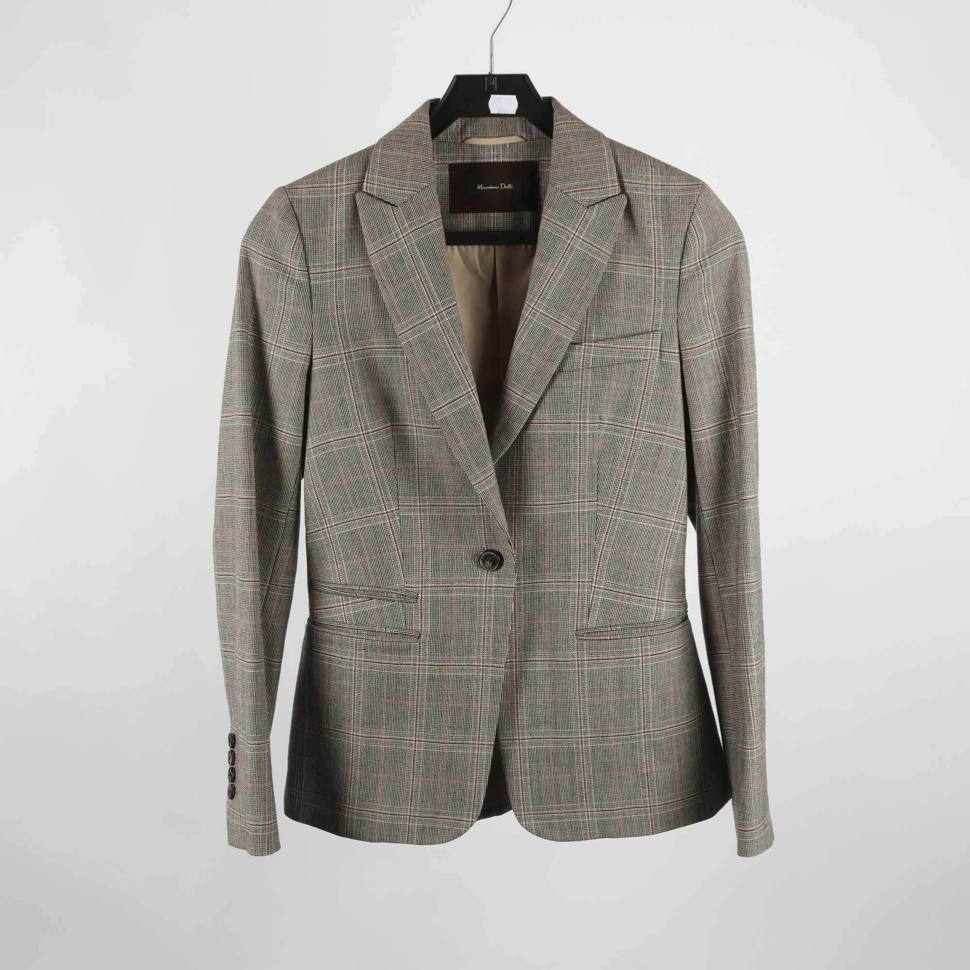 Kavaj, Massimo Dutti, brun, grå, 100% ull, stl. 38.