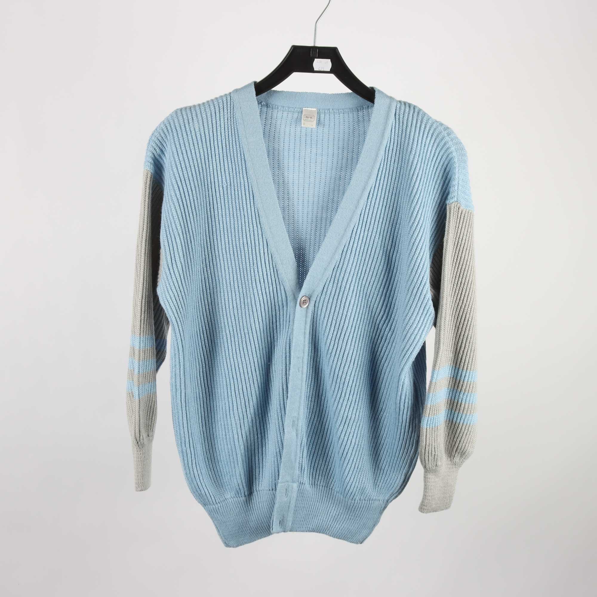 Kofta, Vonnel, blå, beige, ullmix, retro, stl. S.